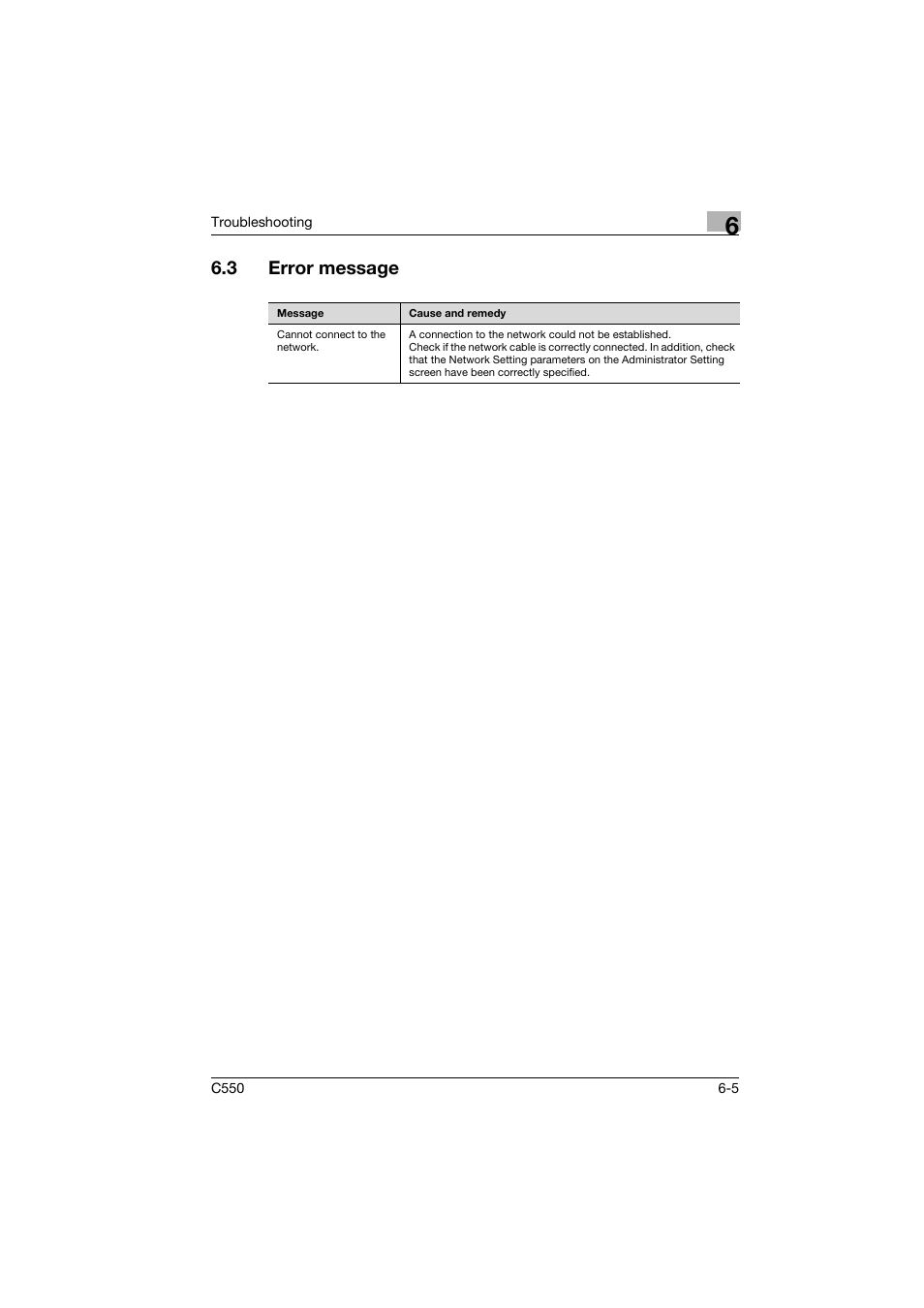 3 error message, Error message -5 | Konica Minolta bizhub C550 User Manual | Page 94 / 102