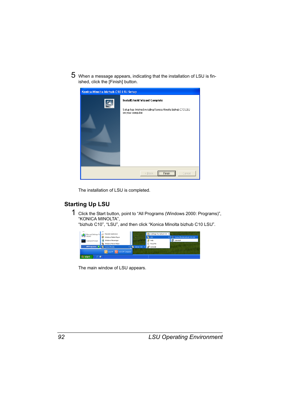 Starting up lsu, Starting up lsu 92 | Konica Minolta bizhub C10X User Manual | Page 102 / 198