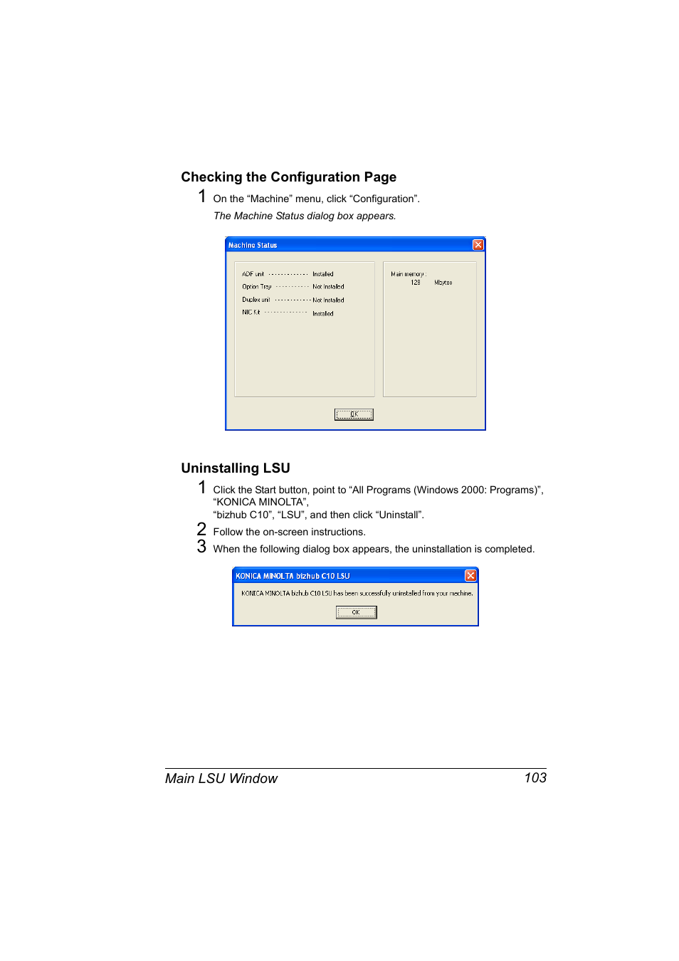 Uninstalling lsu | Konica Minolta bizhub C10X User Manual | Page 113 / 198