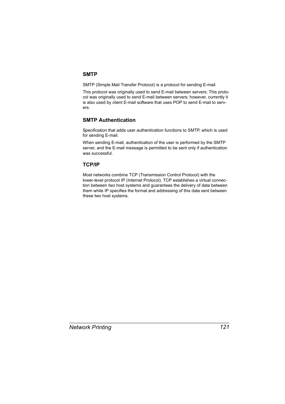 Smtp, Smtp authentication, Tcp/ip | Smtp 121 smtp authentication 121 tcp/ip 121 | Konica Minolta bizhub C10X User Manual | Page 131 / 198