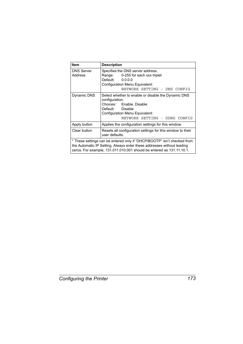 Configuring the printer 173 | Konica Minolta bizhub C10X User Manual | Page 183 / 198