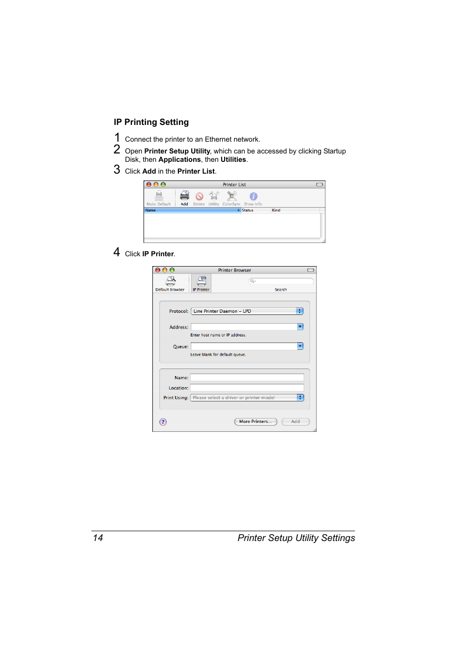 Ip printing setting, Ip printing setting 14 | Konica Minolta bizhub C10X User Manual | Page 24 / 198