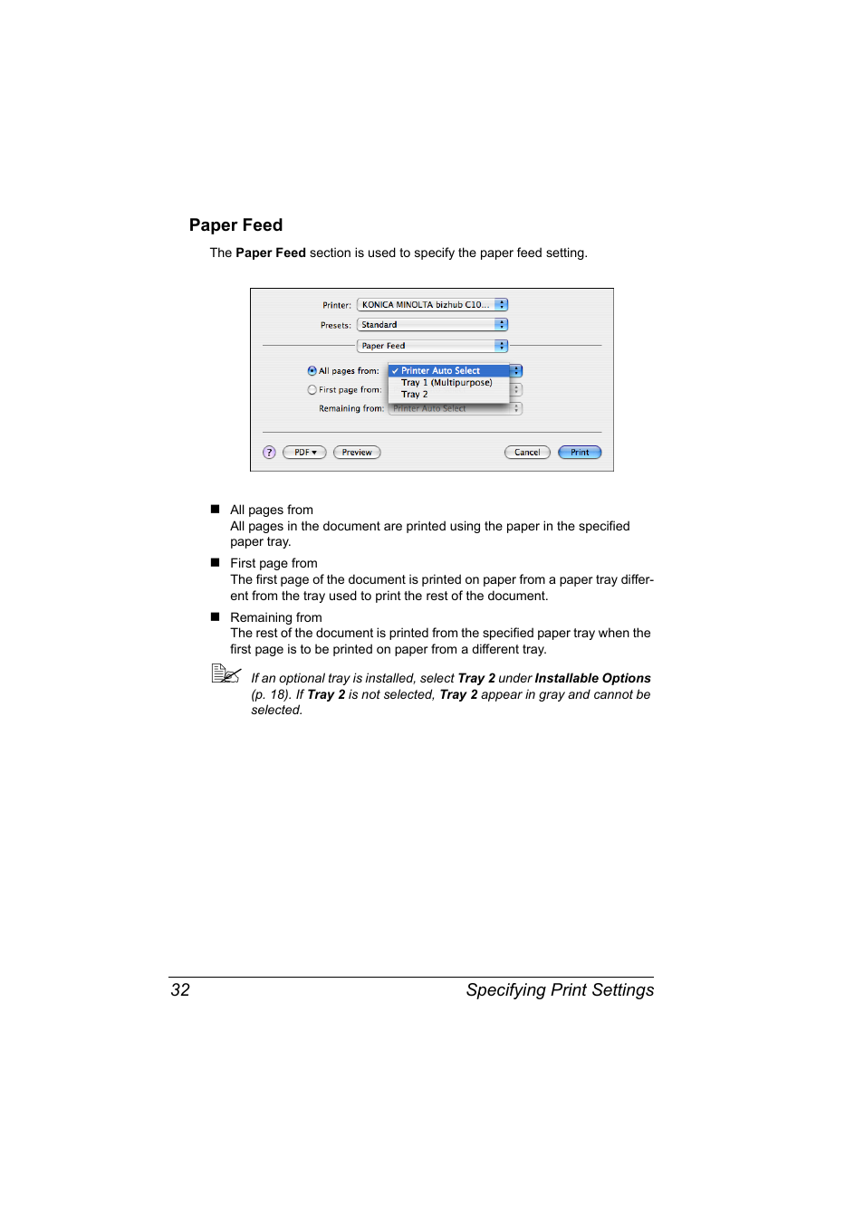 Paper feed, Paper feed 32 | Konica Minolta bizhub C10X User Manual | Page 42 / 198