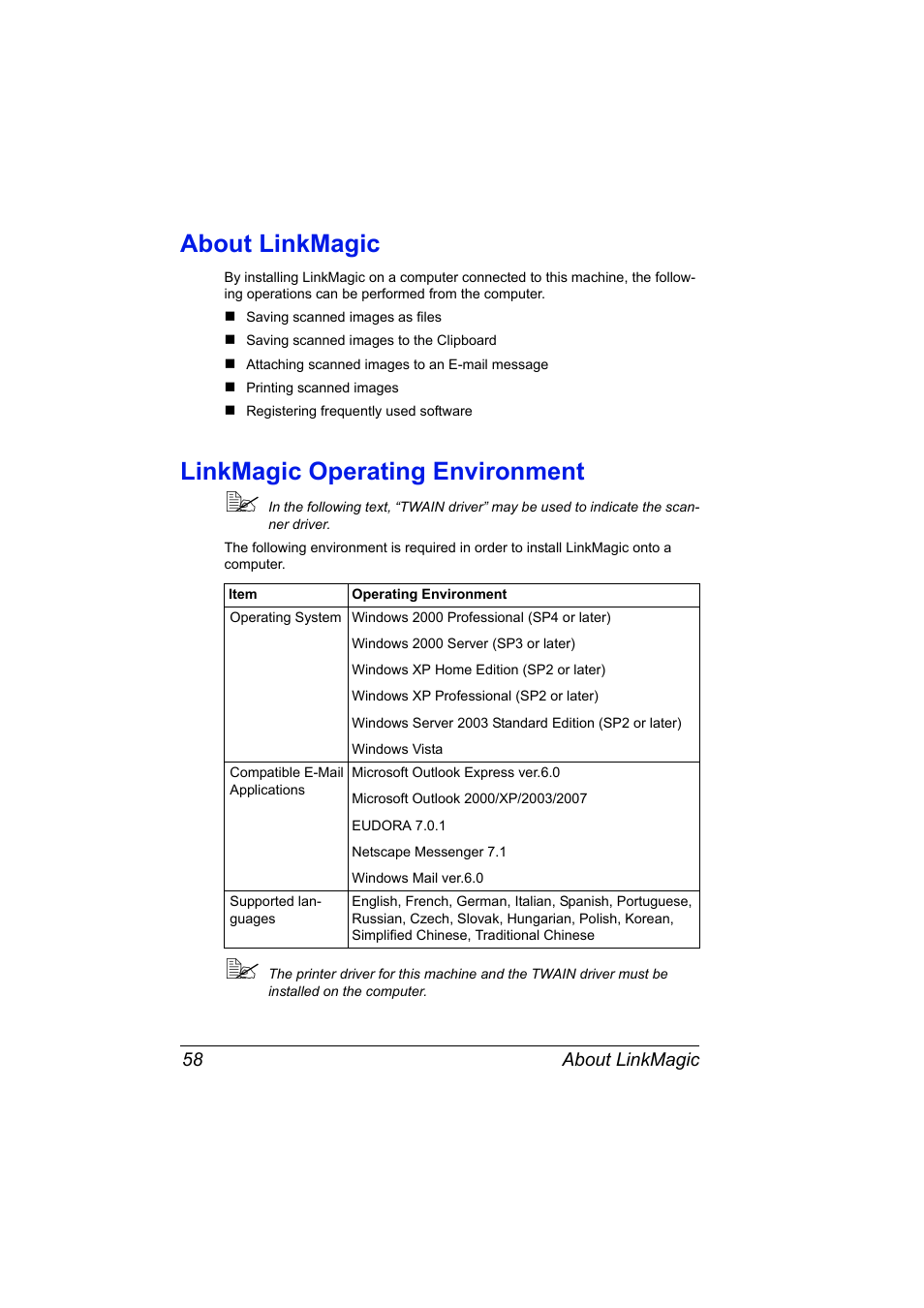 About linkmagic, Linkmagic operating environment | Konica Minolta bizhub C10X User Manual | Page 68 / 198