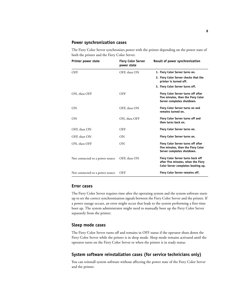 Power synchronization cases, Error cases, Sleep mode cases | Konica Minolta bizhub PRESS C1060 User Manual | Page 8 / 9