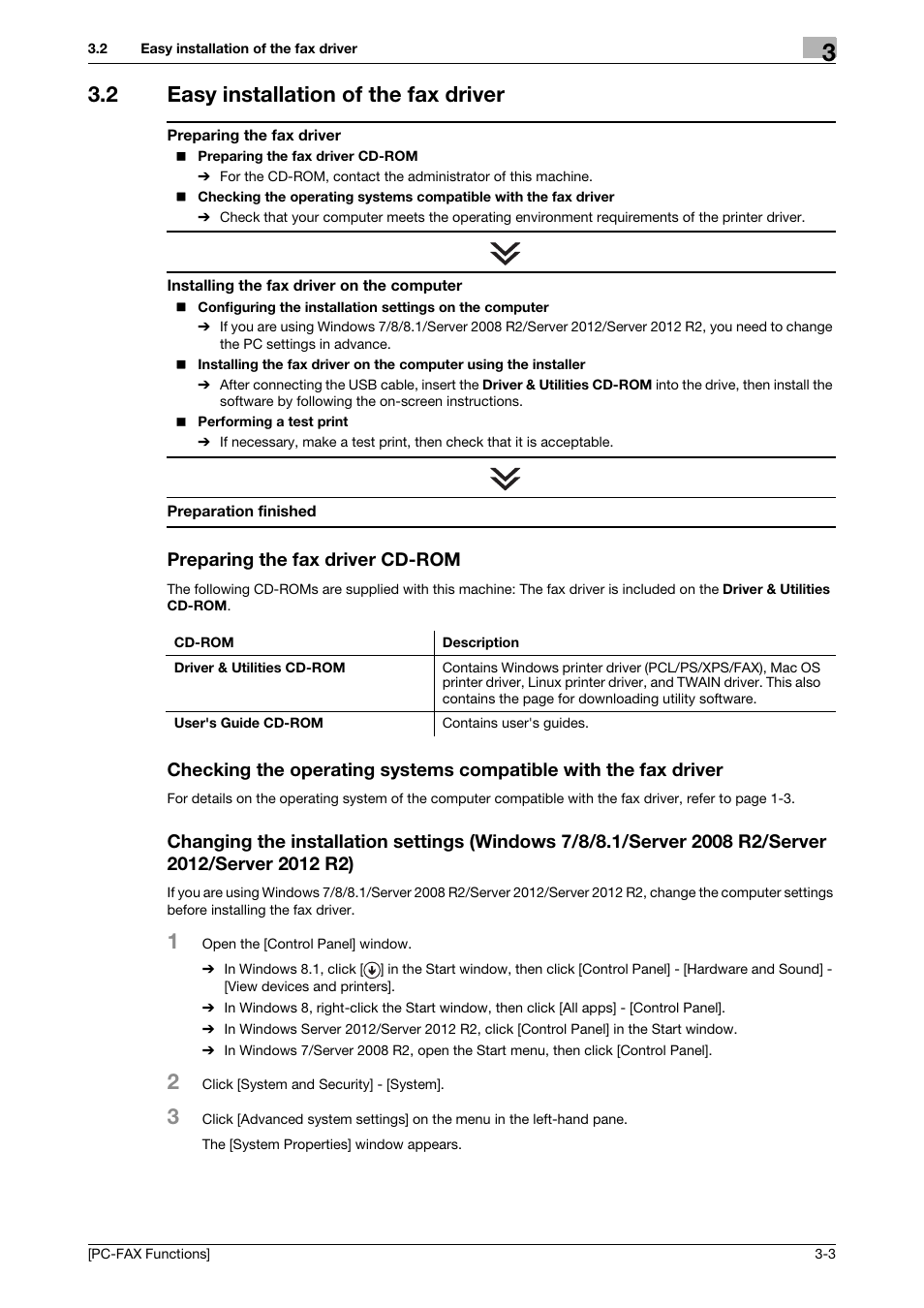 2 easy installation of the fax driver, Preparing the fax driver cd-rom | Konica Minolta bizhub C3350 User Manual | Page 17 / 61