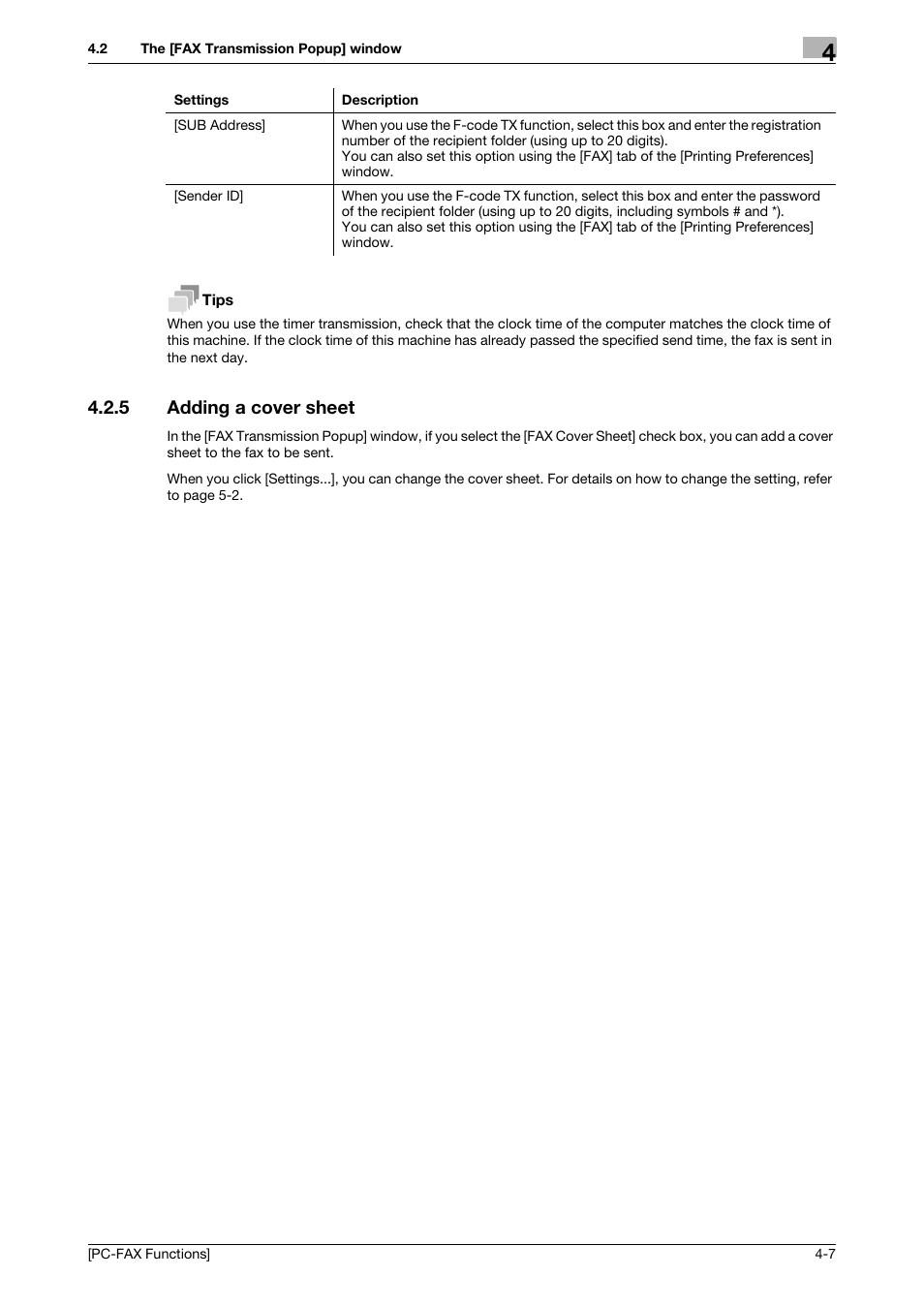 5 adding a cover sheet, Adding a cover sheet -7 | Konica Minolta bizhub C3350 User Manual | Page 27 / 61