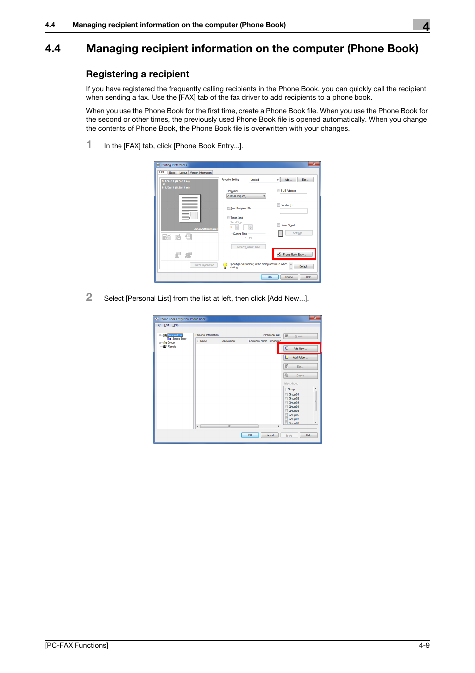 Registering a recipient | Konica Minolta bizhub C3350 User Manual | Page 29 / 61