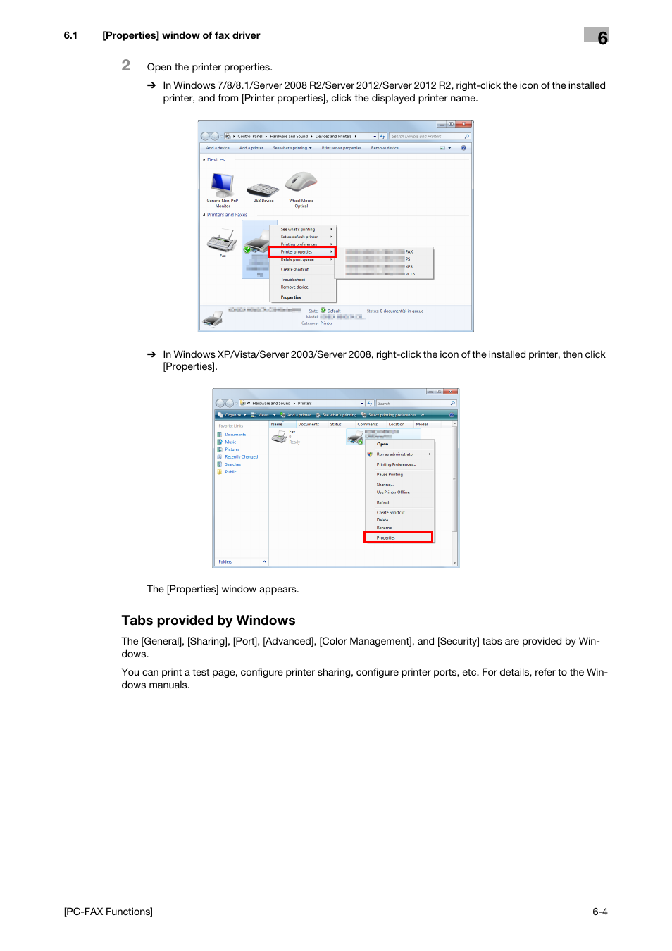 Tabs provided by windows, Tabs provided by windows -4 | Konica Minolta bizhub C3350 User Manual | Page 46 / 61