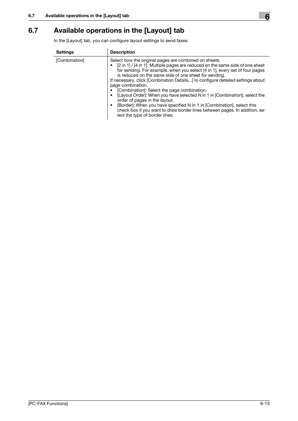 7 available operations in the [layout] tab, Available operations in the [layout] tab -13 | Konica Minolta bizhub C3350 User Manual | Page 55 / 61