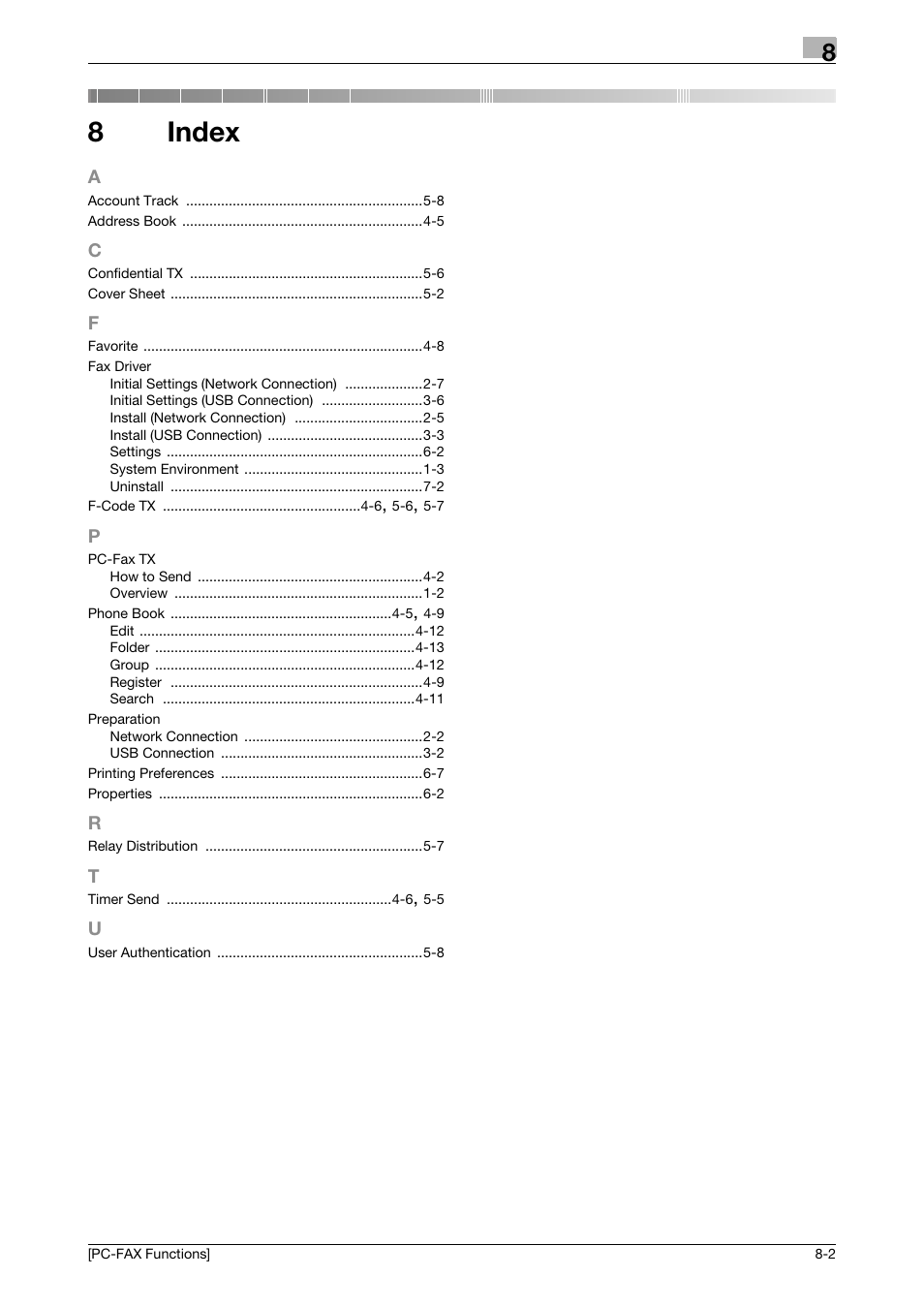 8 index, Index, 8index | Konica Minolta bizhub C3350 User Manual | Page 60 / 61