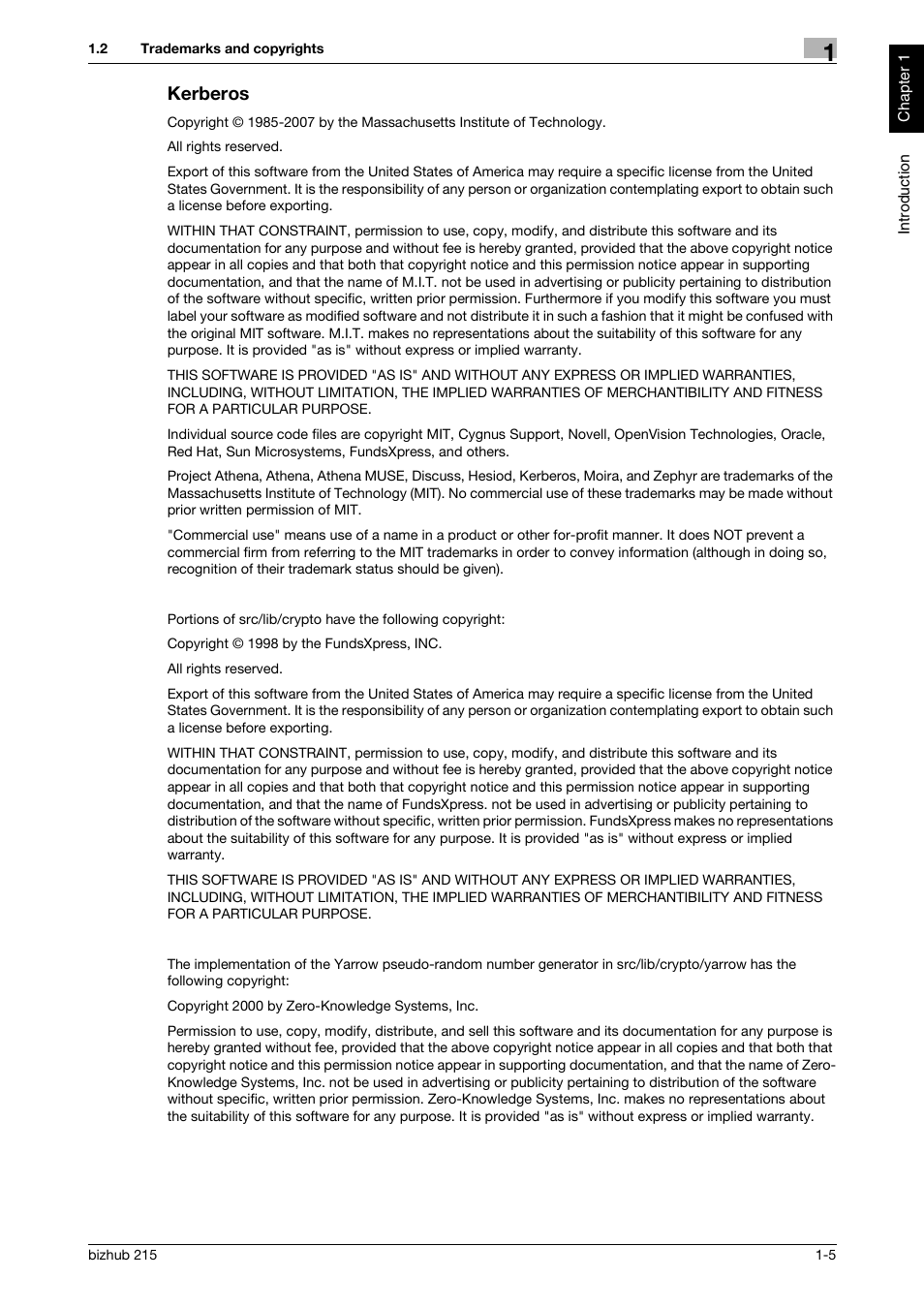 Kerberos, Kerberos -5 | Konica Minolta Bizhub 215 User Manual | Page 10 / 126