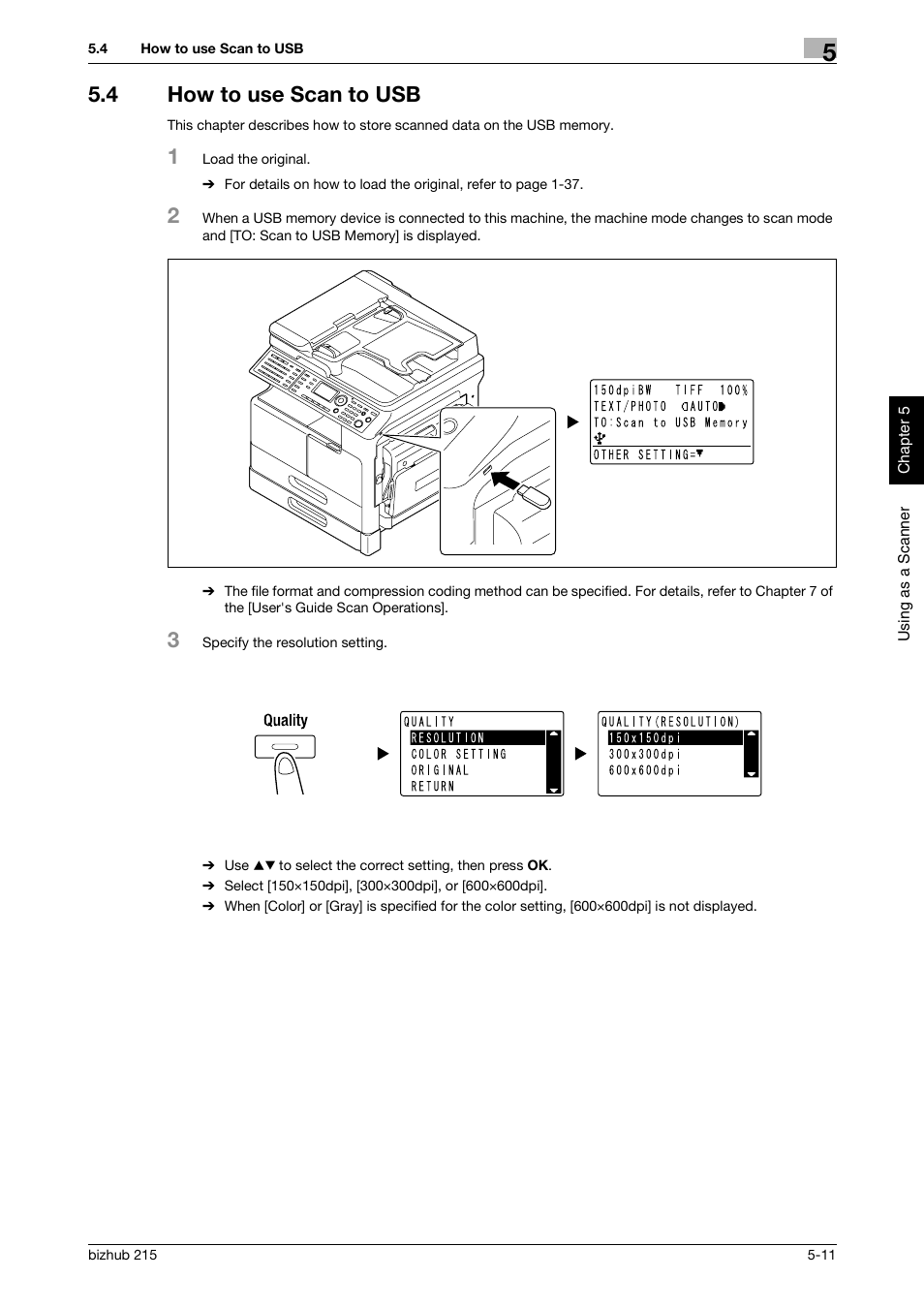 4 how to use scan to usb, How to use scan to usb -11 | Konica Minolta Bizhub 215 User Manual | Page 110 / 126