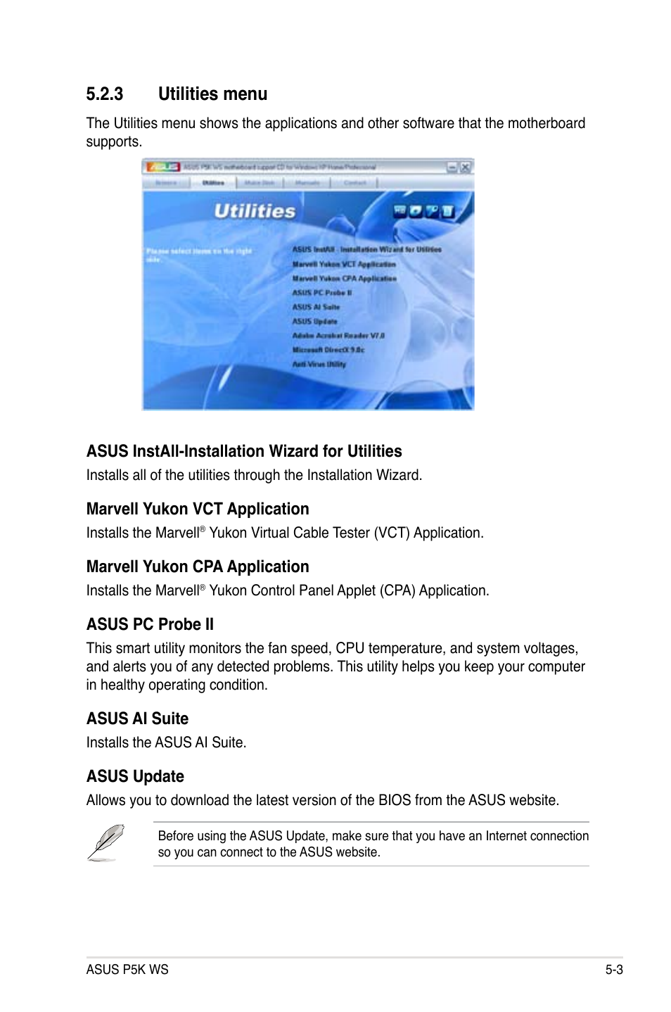 3 utilities menu | Asus P5K WS User Manual | Page 105 / 148