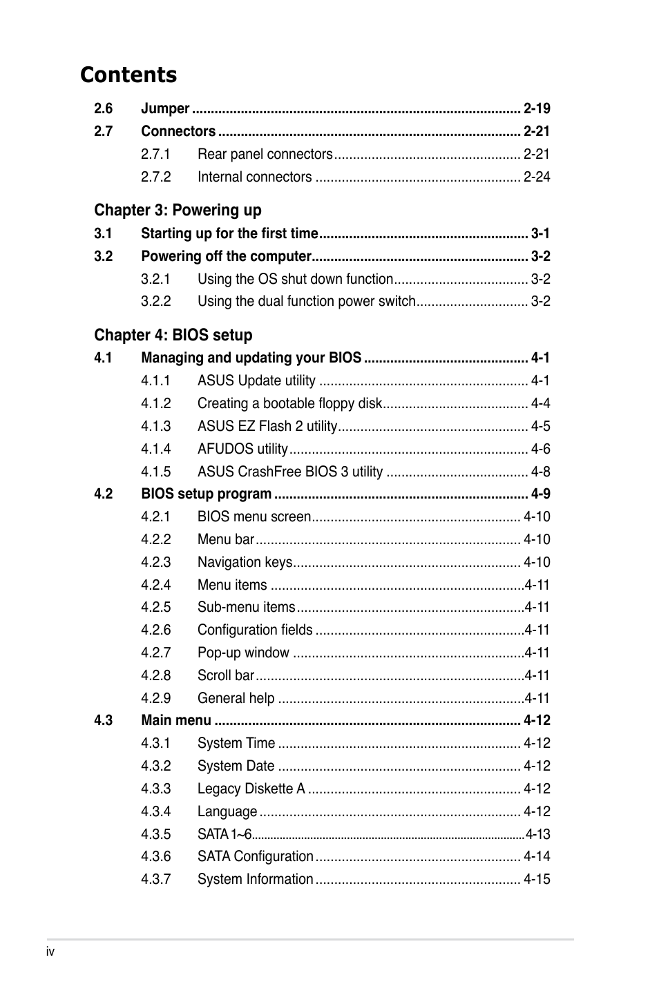 Asus P5K WS User Manual | Page 4 / 148