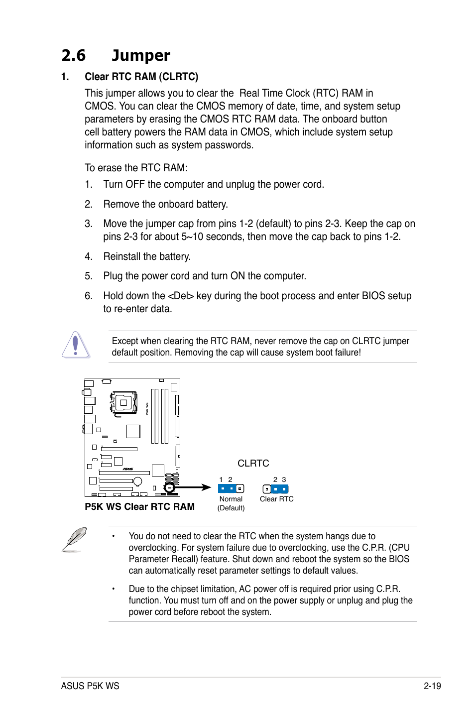 6 jumper | Asus P5K WS User Manual | Page 41 / 148