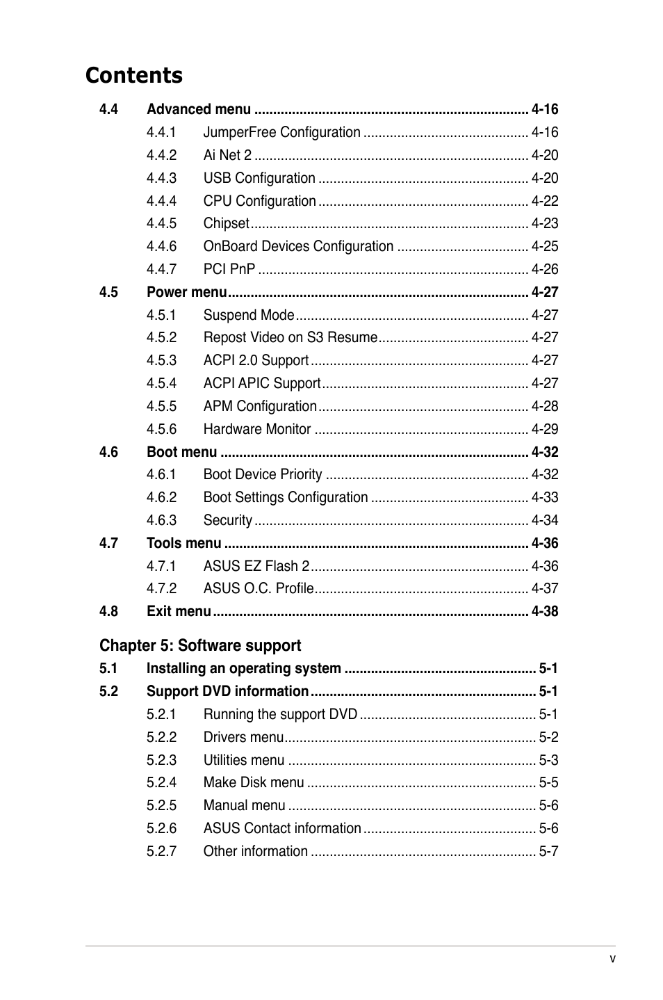 Asus P5K WS User Manual | Page 5 / 148