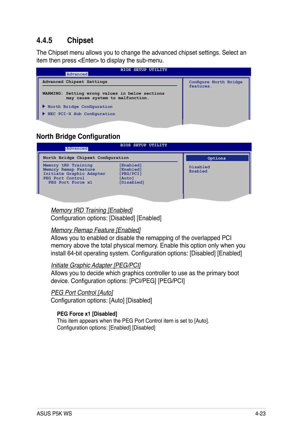 5 chipset, North bridge configuration | Asus P5K WS User Manual | Page 85 / 148