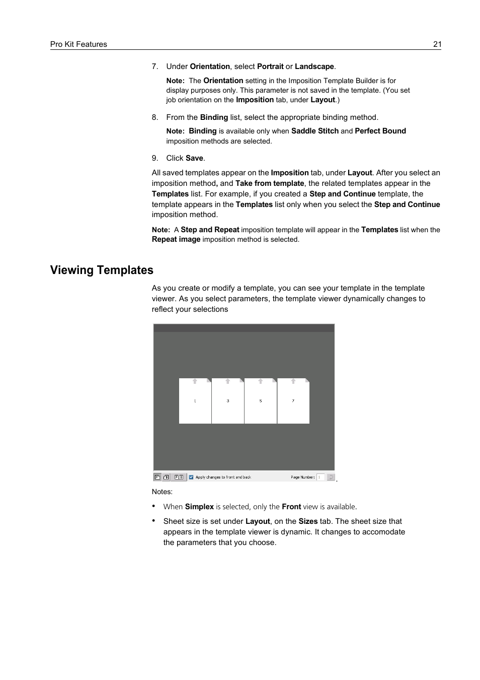 Under orientation, select portrait or landscape, Click save, Viewing templates | Konica Minolta bizhub PRO C65hc User Manual | Page 27 / 38