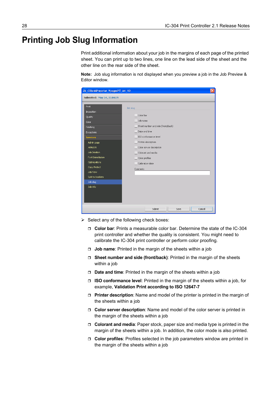 Printing job slug information | Konica Minolta bizhub PRO C65hc User Manual | Page 34 / 38