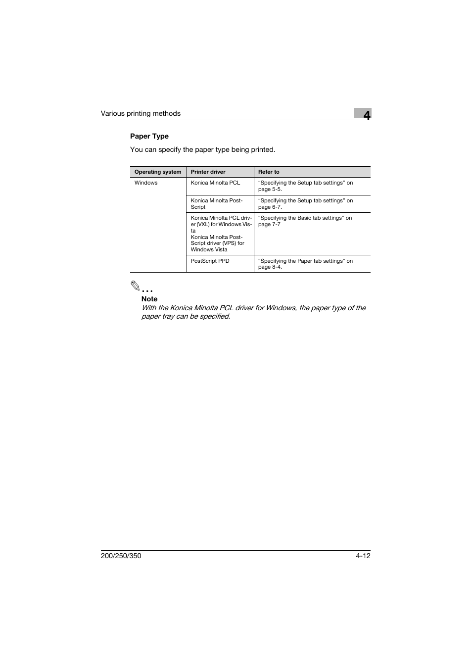 Paper type, Paper type -12 | Konica Minolta bizhub 200 User Manual | Page 107 / 382