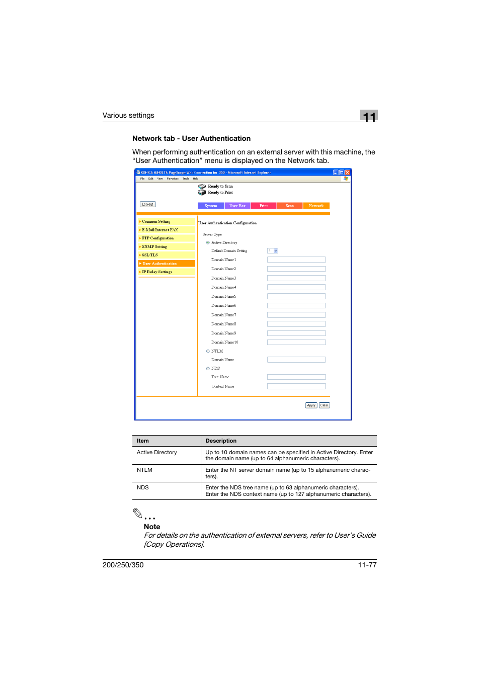 Network tab - user authentication, Network tab - user authentication -77 | Konica Minolta bizhub 200 User Manual | Page 344 / 382