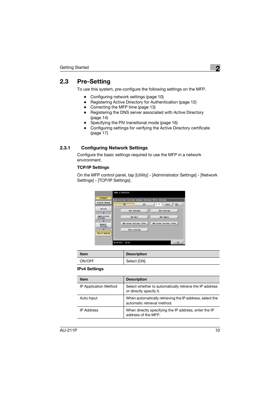 3 pre-setting, 1 configuring network settings, Pre-setting | Configuring network settings | Konica Minolta bizhub 364e User Manual | Page 11 / 72