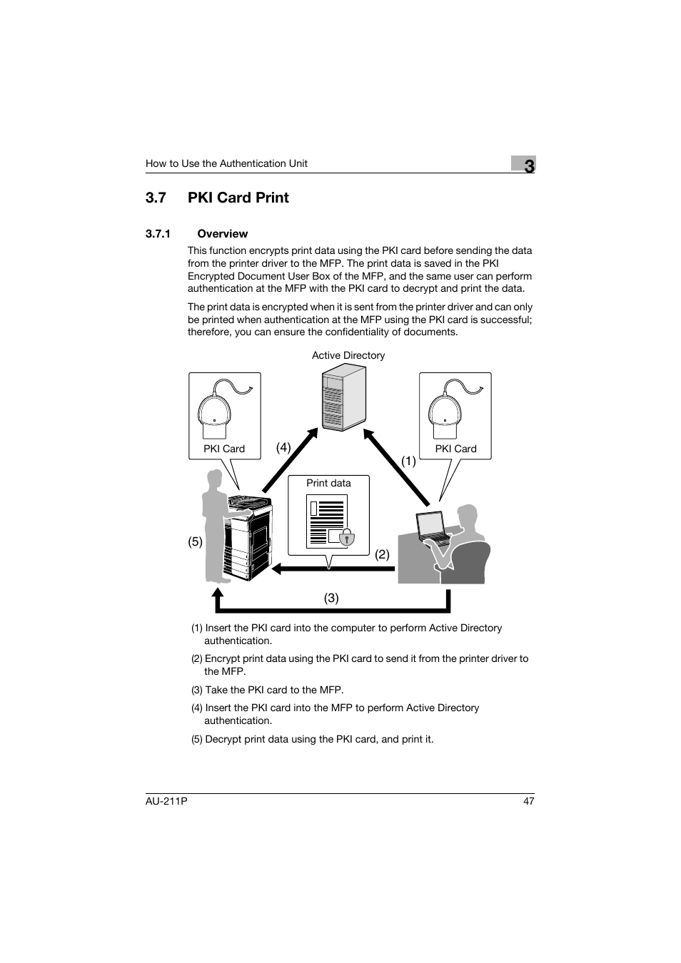 7 pki card print, 1 overview, Pki card print | Overview, P. 47 | Konica Minolta bizhub 364e User Manual | Page 48 / 72