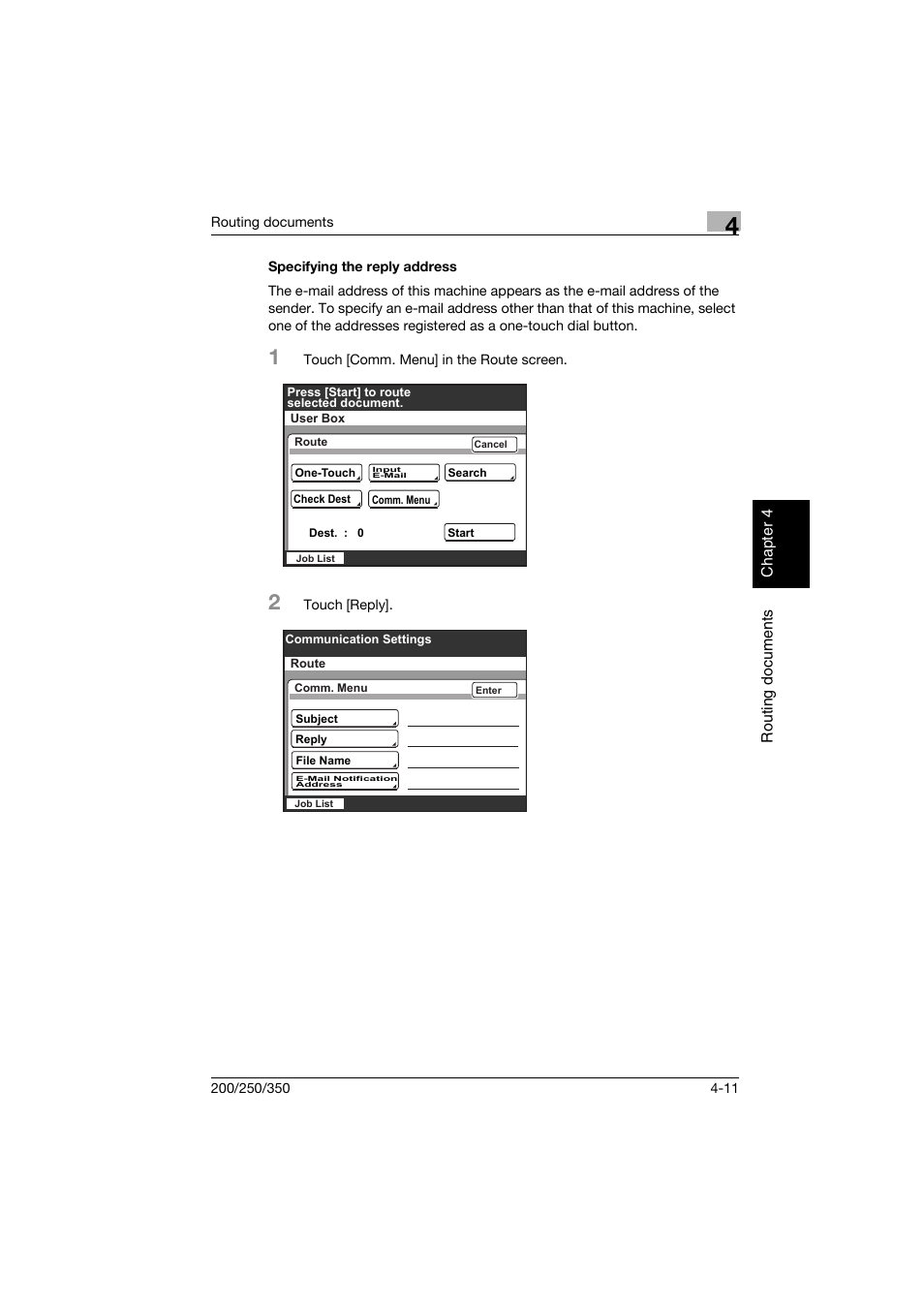 Specifying the reply address, Specifying the reply address -11 | Konica Minolta bizhub 200 User Manual | Page 102 / 204