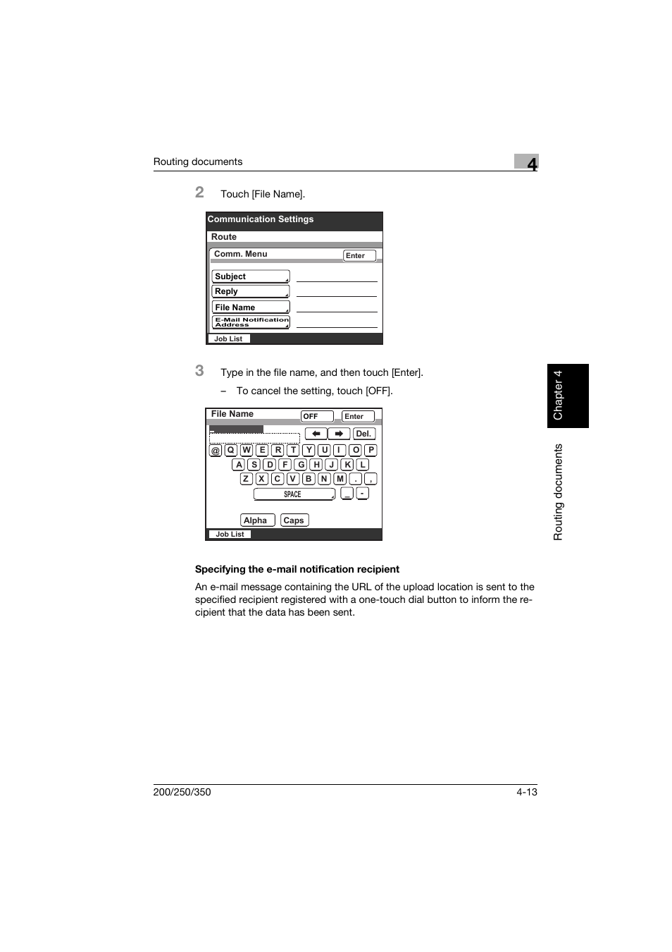 Specifying the e-mail notification recipient, Specifying the e-mail notification recipient -13 | Konica Minolta bizhub 200 User Manual | Page 104 / 204