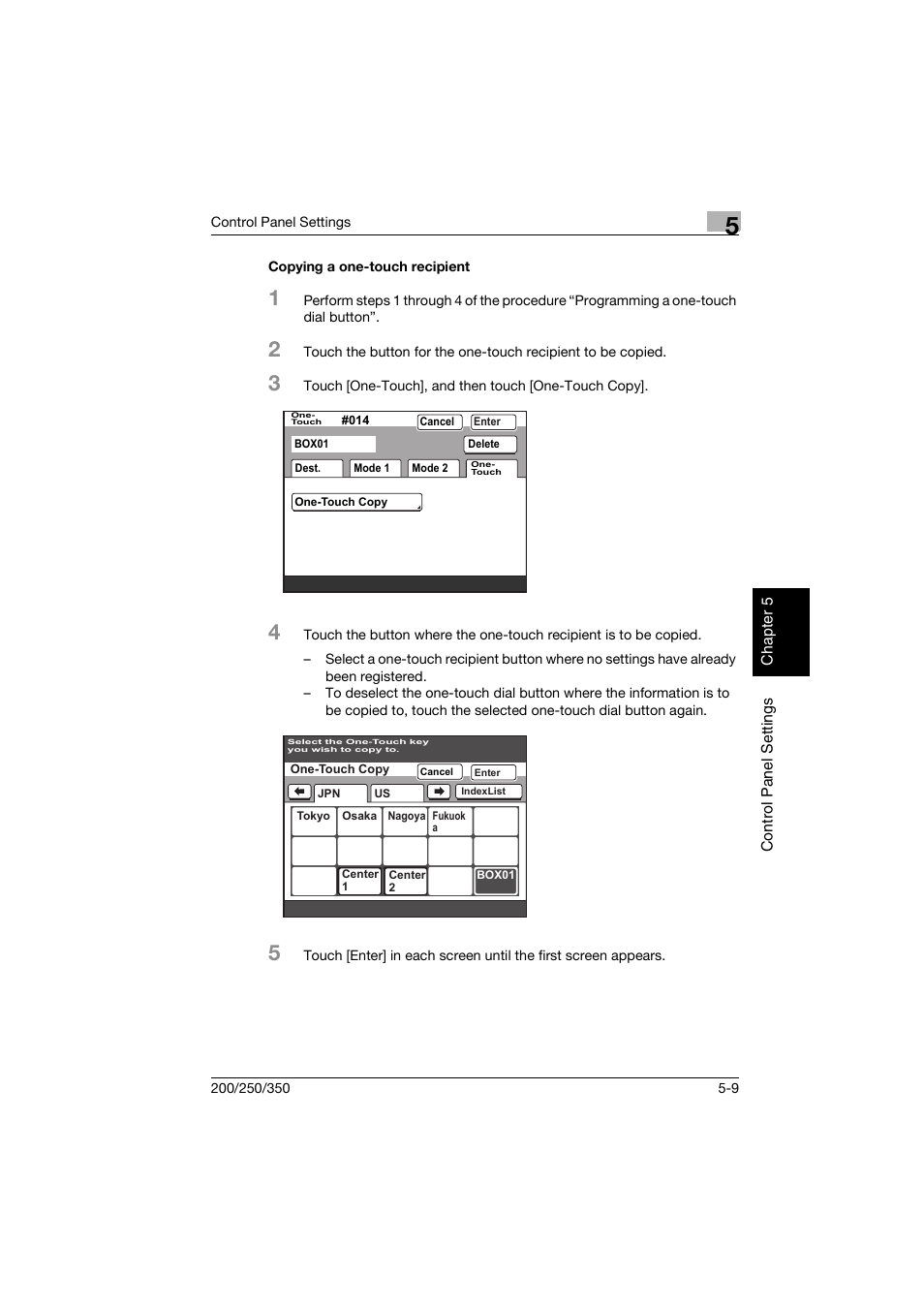 Copying a one-touch recipient, Copying a one-touch recipient -9 | Konica Minolta bizhub 200 User Manual | Page 116 / 204