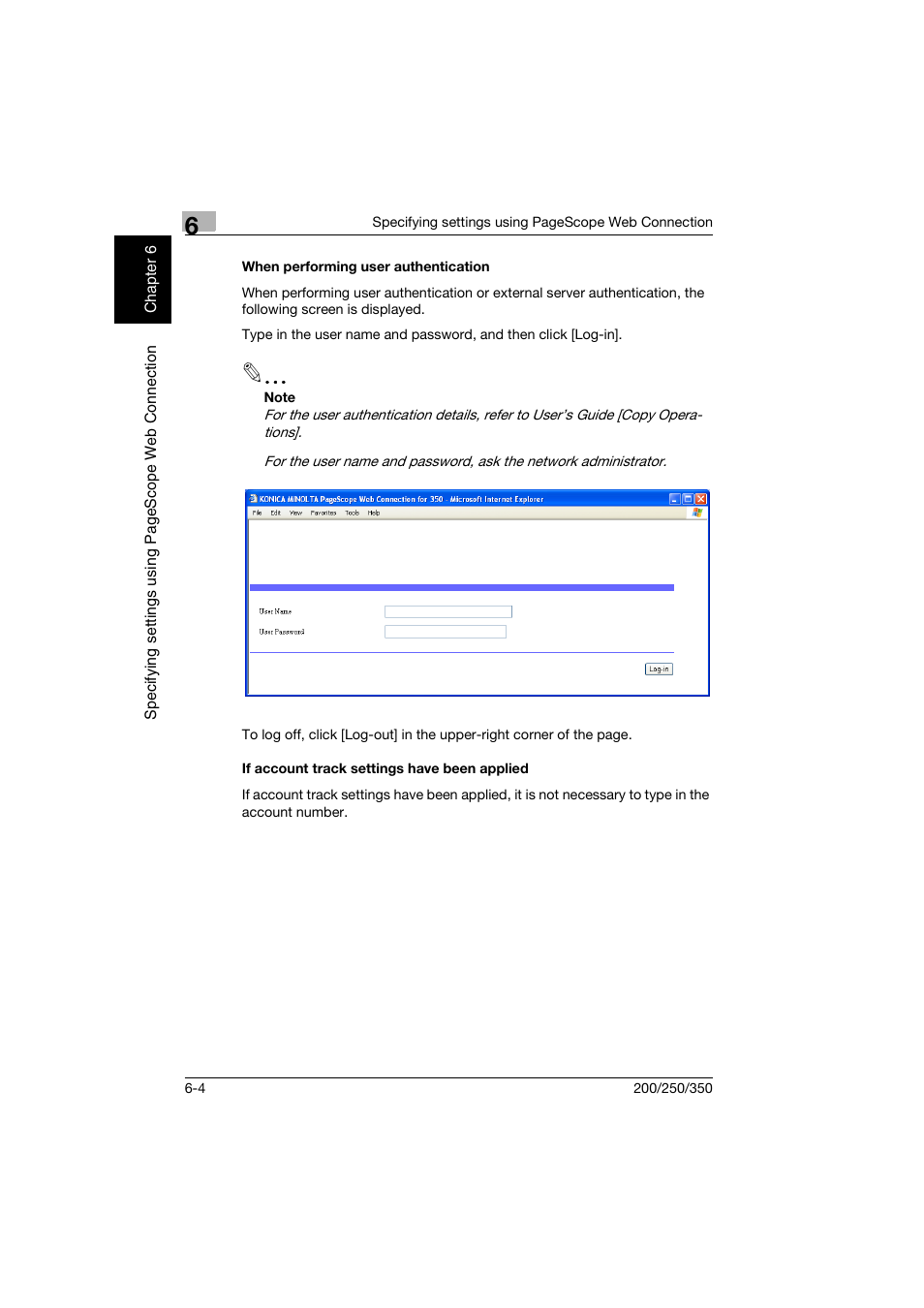 When performing user authentication, If account track settings have been applied | Konica Minolta bizhub 200 User Manual | Page 145 / 204