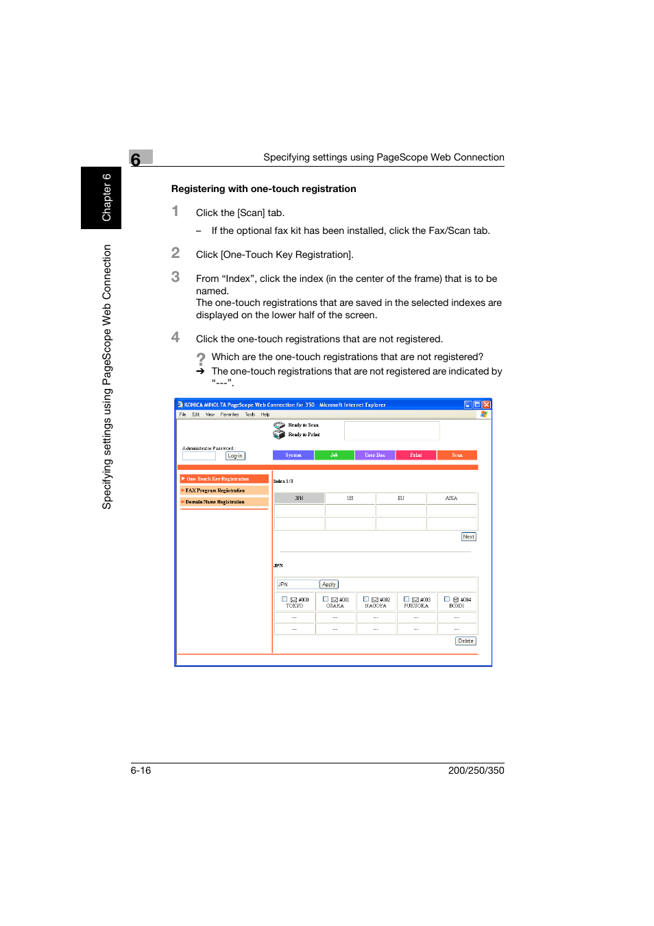 Registering with one-touch registration, Registering with one-touch registration -16 | Konica Minolta bizhub 200 User Manual | Page 157 / 204