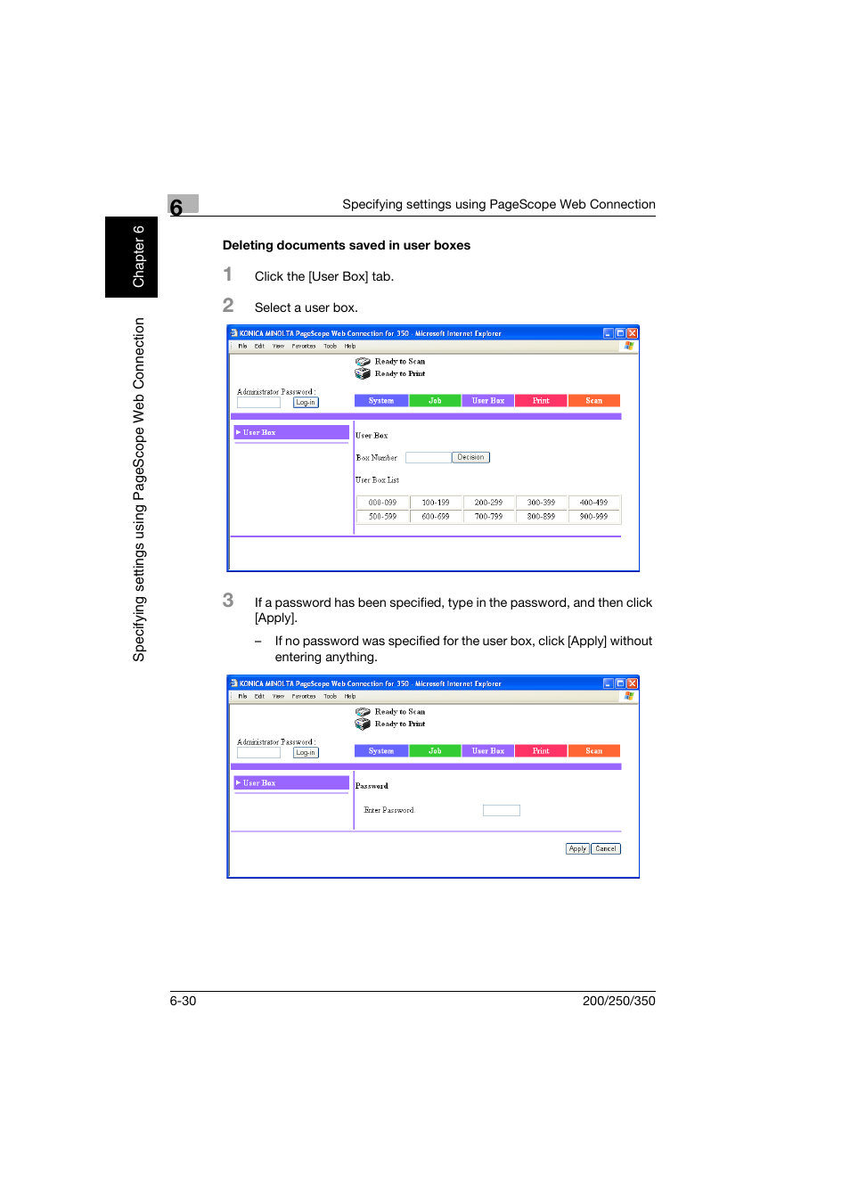 Deleting documents saved in user boxes, Deleting documents saved in user boxes -30 | Konica Minolta bizhub 200 User Manual | Page 171 / 204