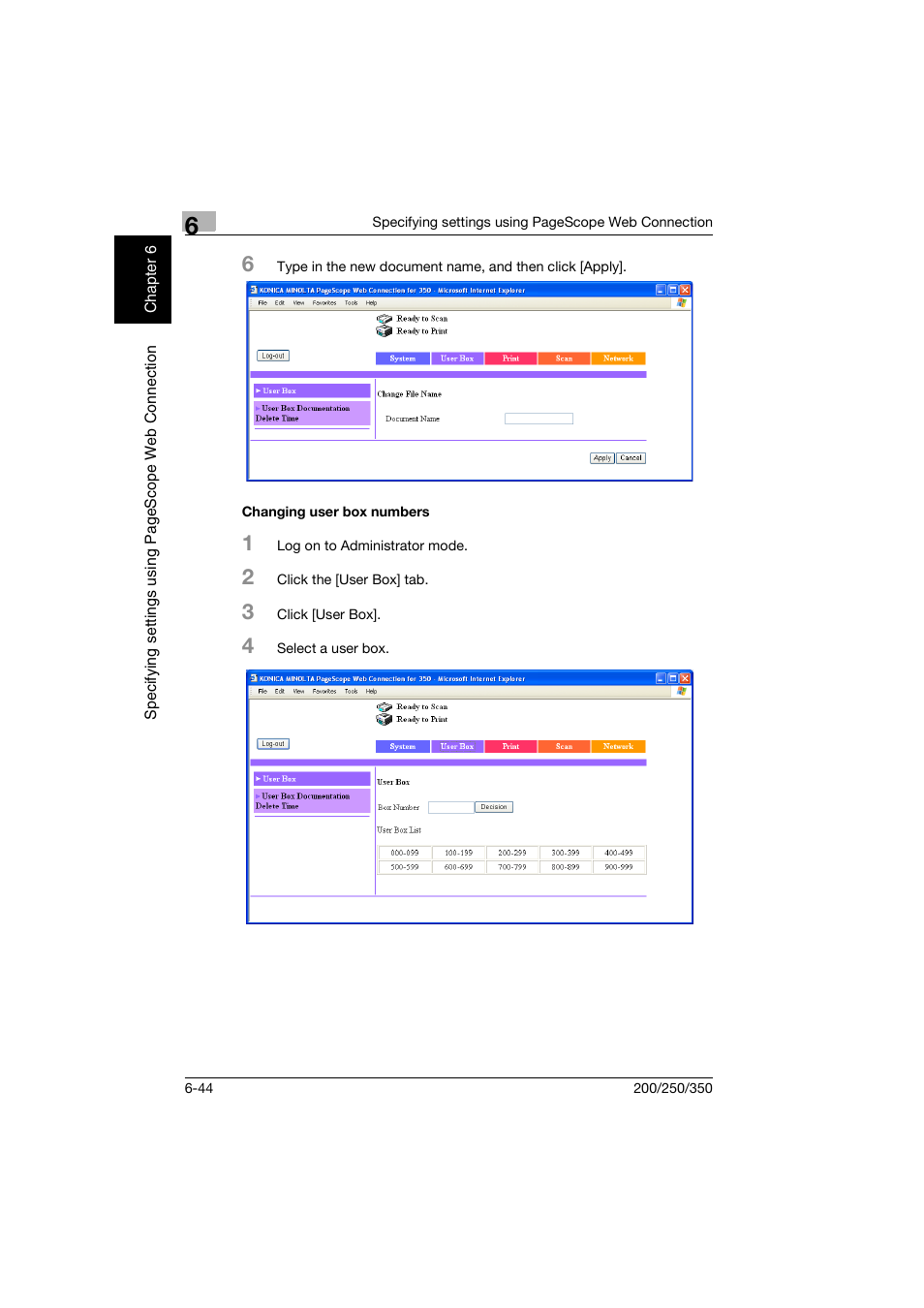 Changing user box numbers, Changing user box numbers -44 | Konica Minolta bizhub 200 User Manual | Page 185 / 204