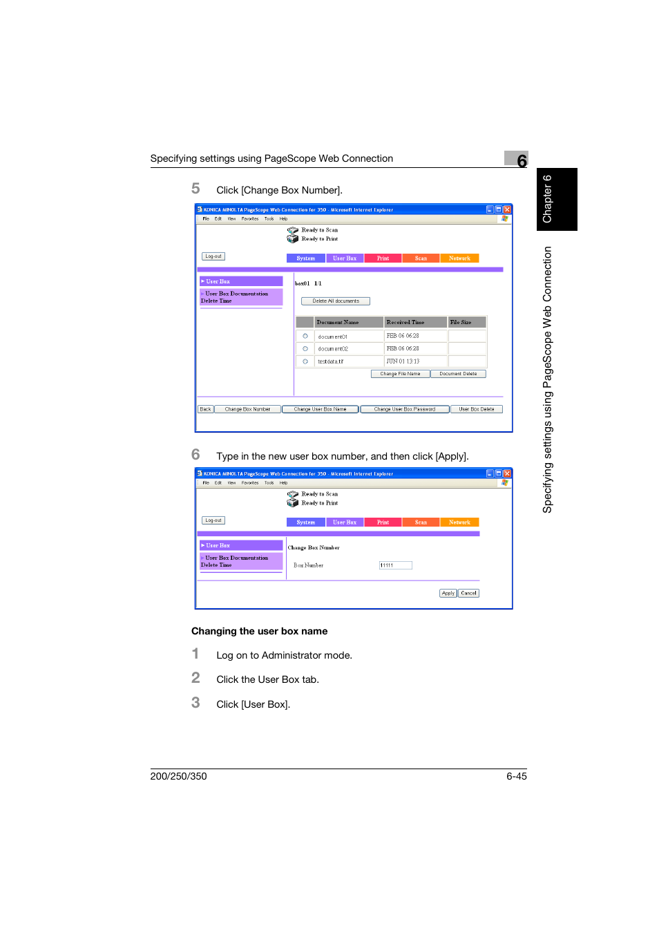 Changing the user box name, Changing the user box name -45 | Konica Minolta bizhub 200 User Manual | Page 186 / 204