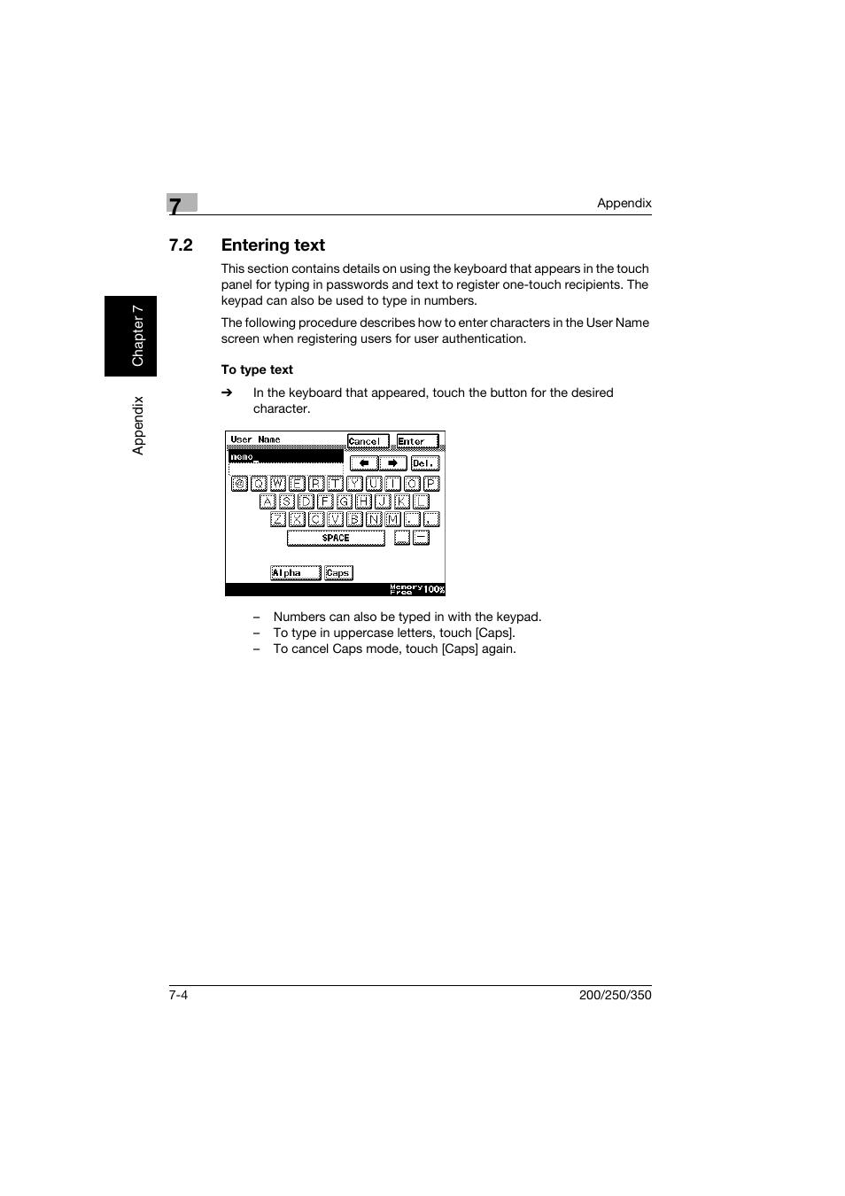 2 entering text, To type text, Entering text -4 | To type text -4 | Konica Minolta bizhub 200 User Manual | Page 197 / 204