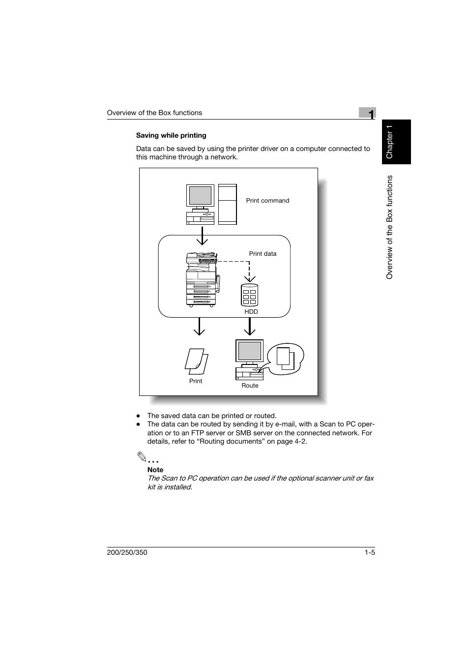 Saving while printing, Saving while printing -5 | Konica Minolta bizhub 200 User Manual | Page 22 / 204