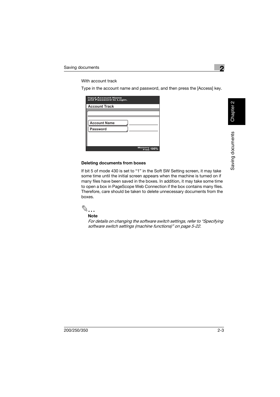 Deleting documents from boxes, Deleting documents from boxes -3 | Konica Minolta bizhub 200 User Manual | Page 26 / 204