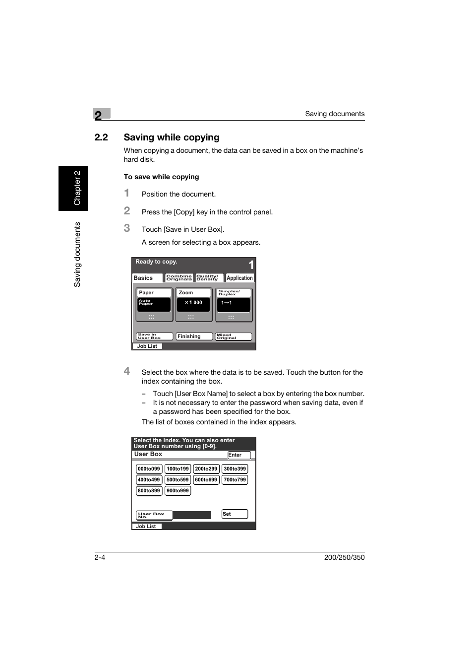 2 saving while copying, To save while copying, Saving while copying -4 | To save while copying -4 | Konica Minolta bizhub 200 User Manual | Page 27 / 204