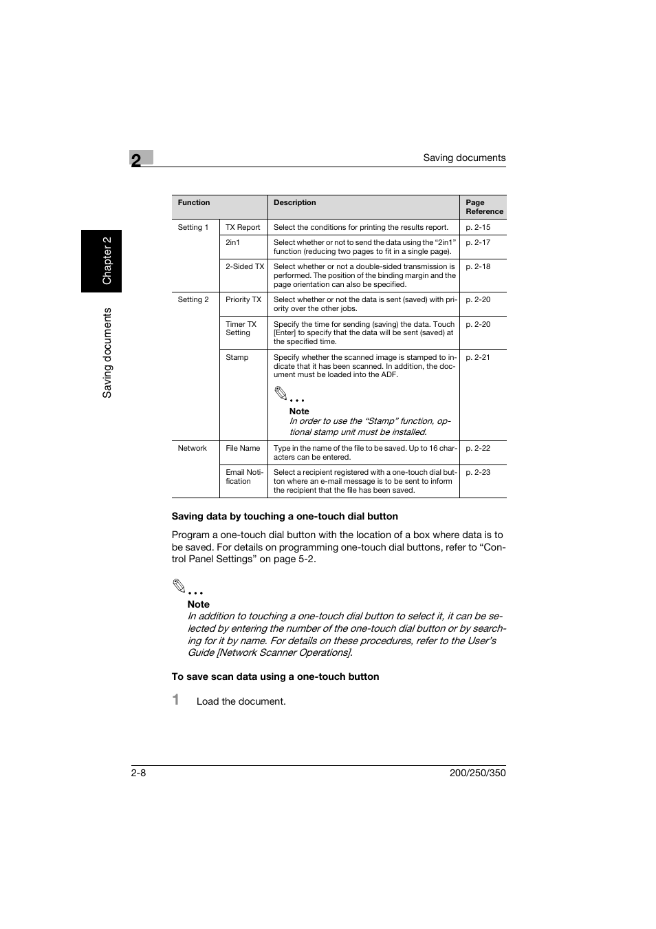 Saving data by touching a one-touch dial button, To save scan data using a one-touch button | Konica Minolta bizhub 200 User Manual | Page 31 / 204