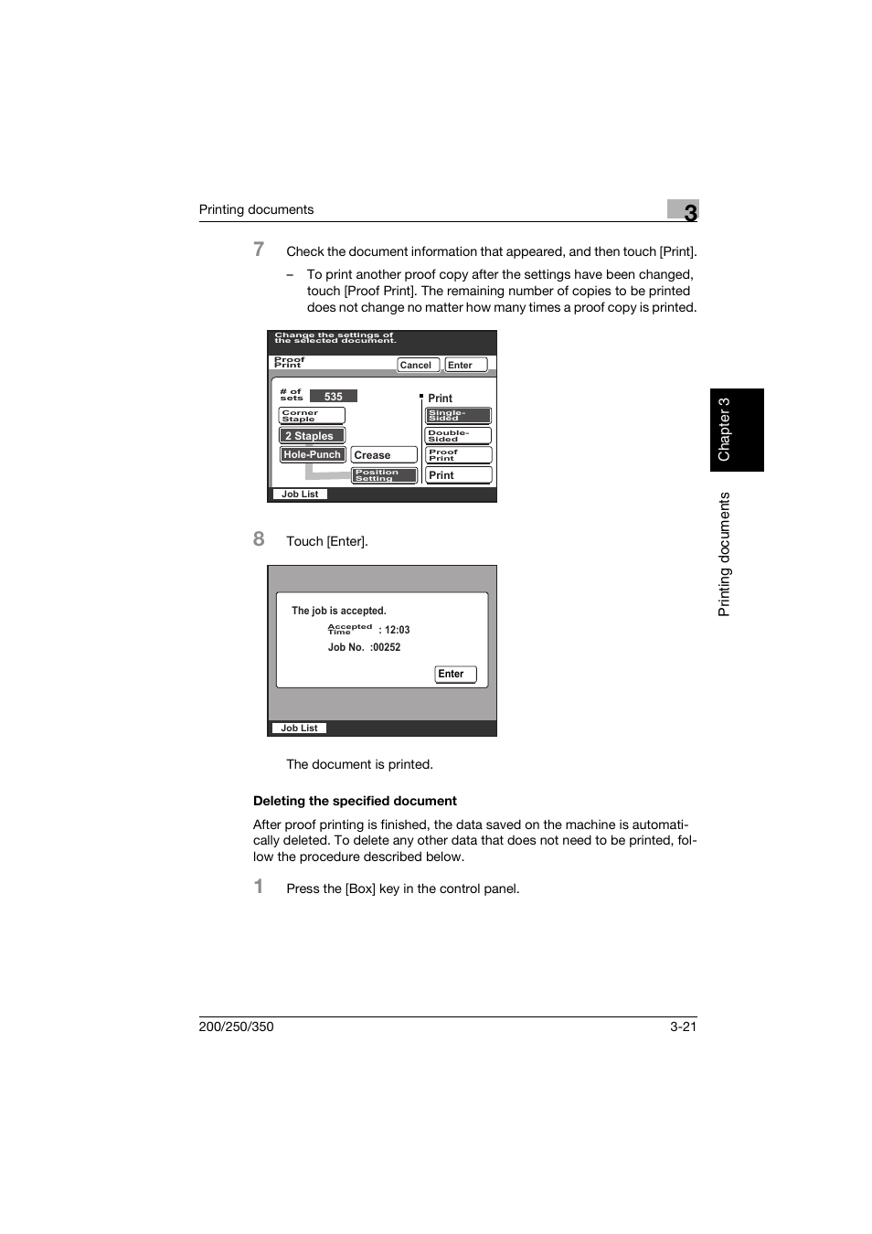 Deleting the specified document, Deleting the specified document -21 | Konica Minolta bizhub 200 User Manual | Page 74 / 204