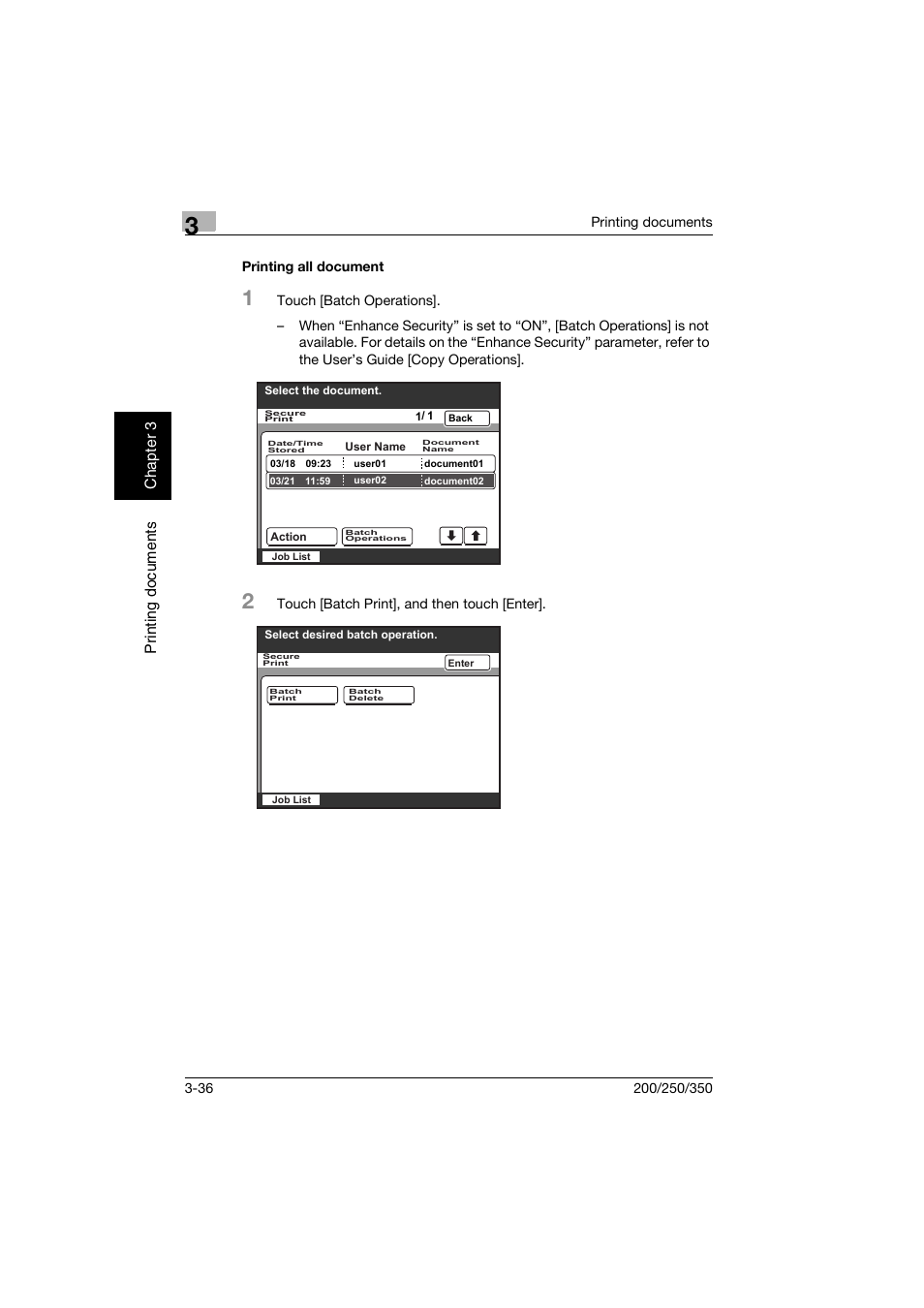 Printing all document, Printing all document -36 | Konica Minolta bizhub 200 User Manual | Page 89 / 204