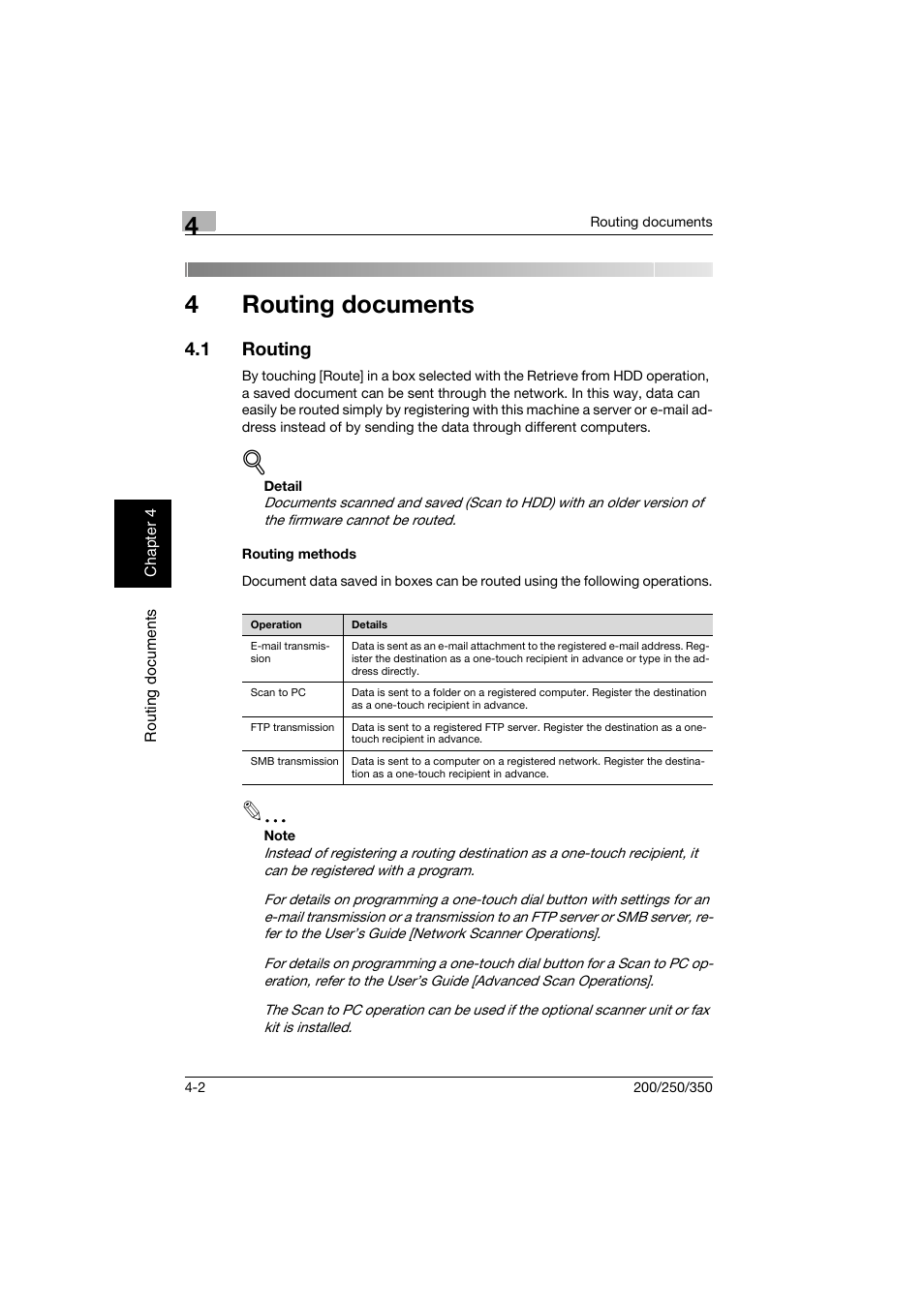 4 routing documents, 1 routing, Routing methods | Routing documents, Routing -2, Routing methods -2, 4routing documents | Konica Minolta bizhub 200 User Manual | Page 93 / 204