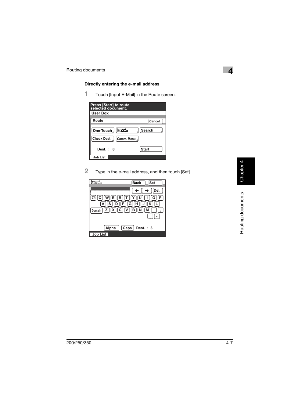 Directly entering the e-mail address, Directly entering the e-mail address -7 | Konica Minolta bizhub 200 User Manual | Page 98 / 204