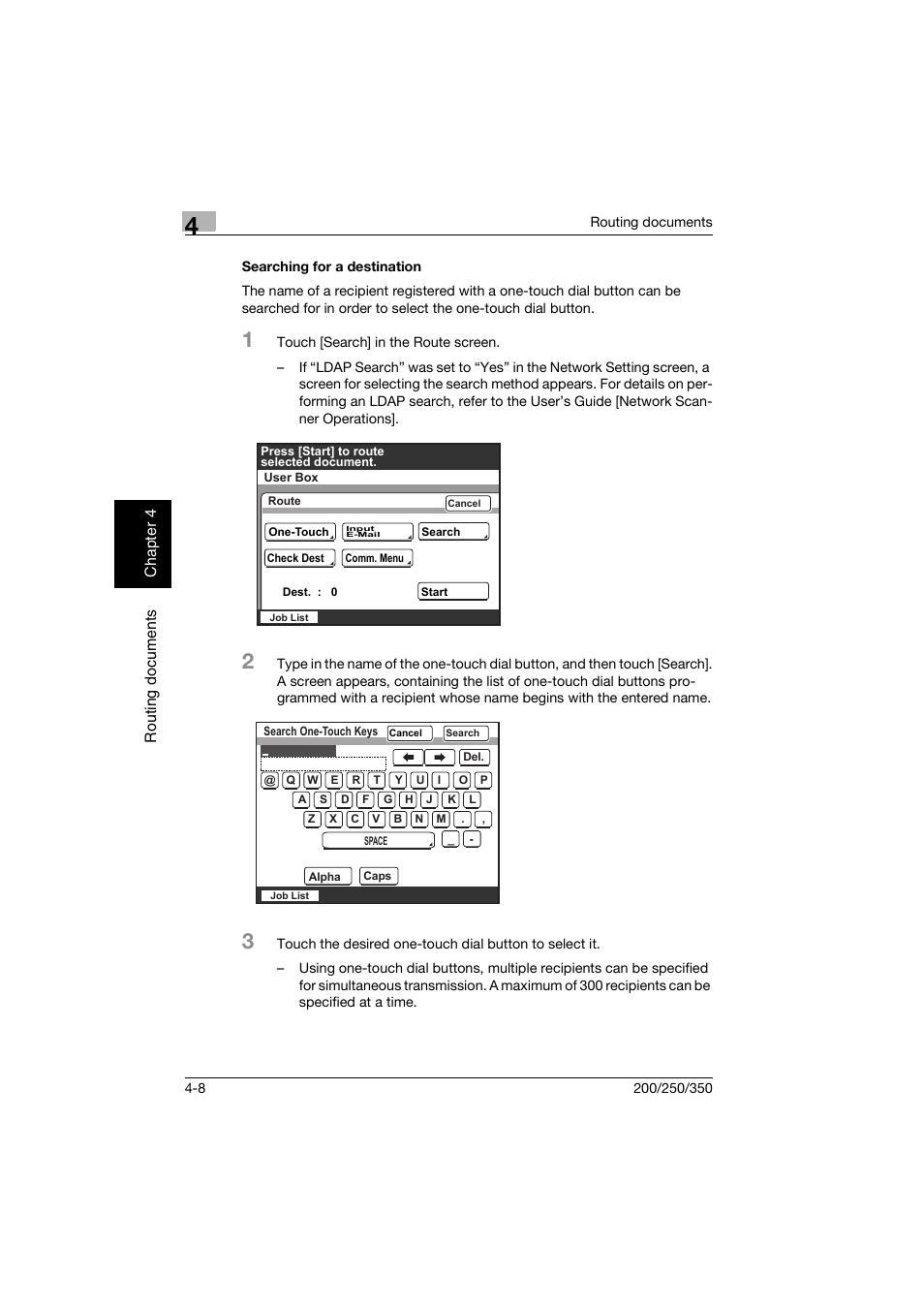 Searching for a destination, Searching for a destination -8 | Konica Minolta bizhub 200 User Manual | Page 99 / 204