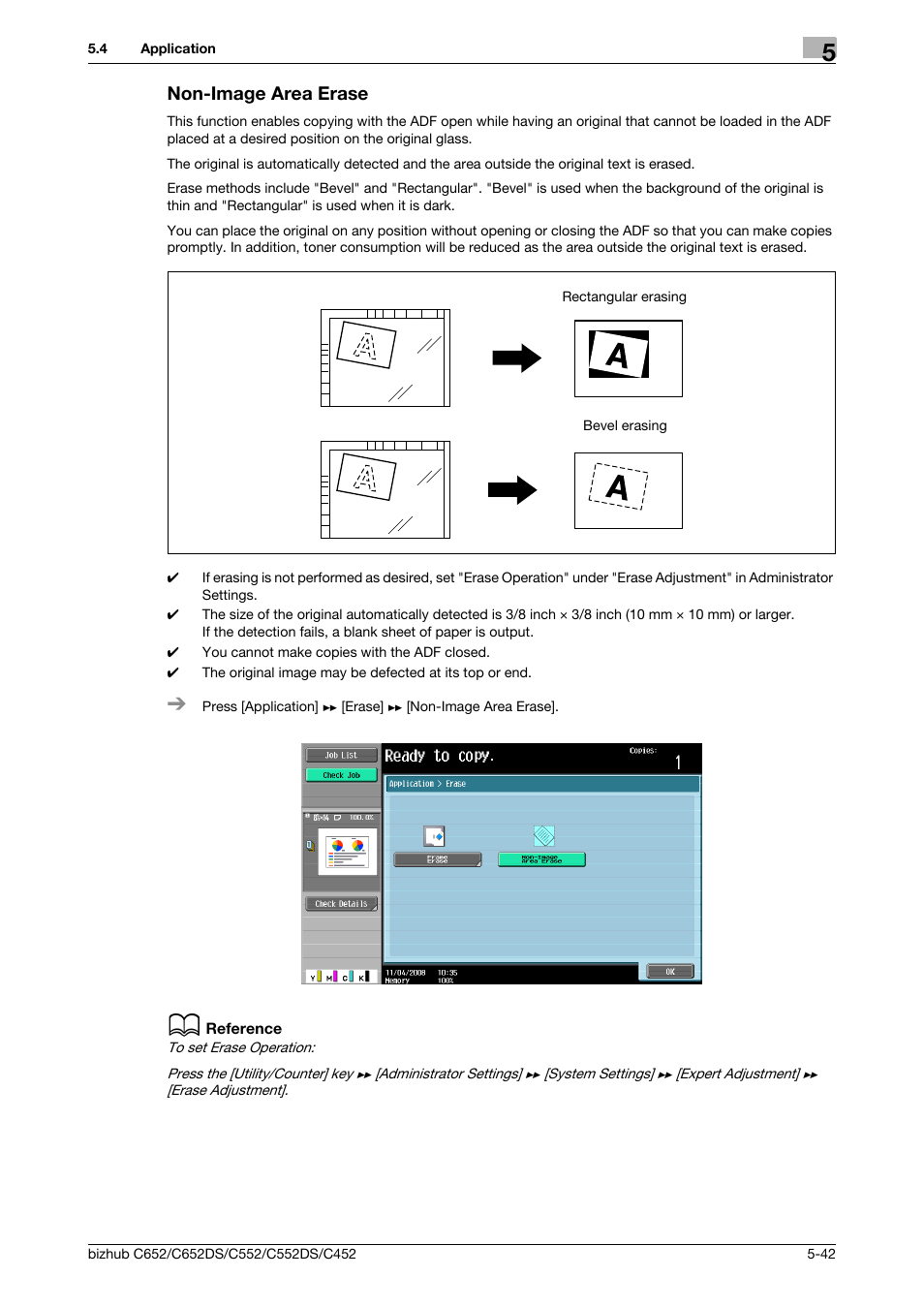 Non-image area erase, Non-image area erase -42 | Konica Minolta BIZHUB C652DS User Manual | Page 108 / 307