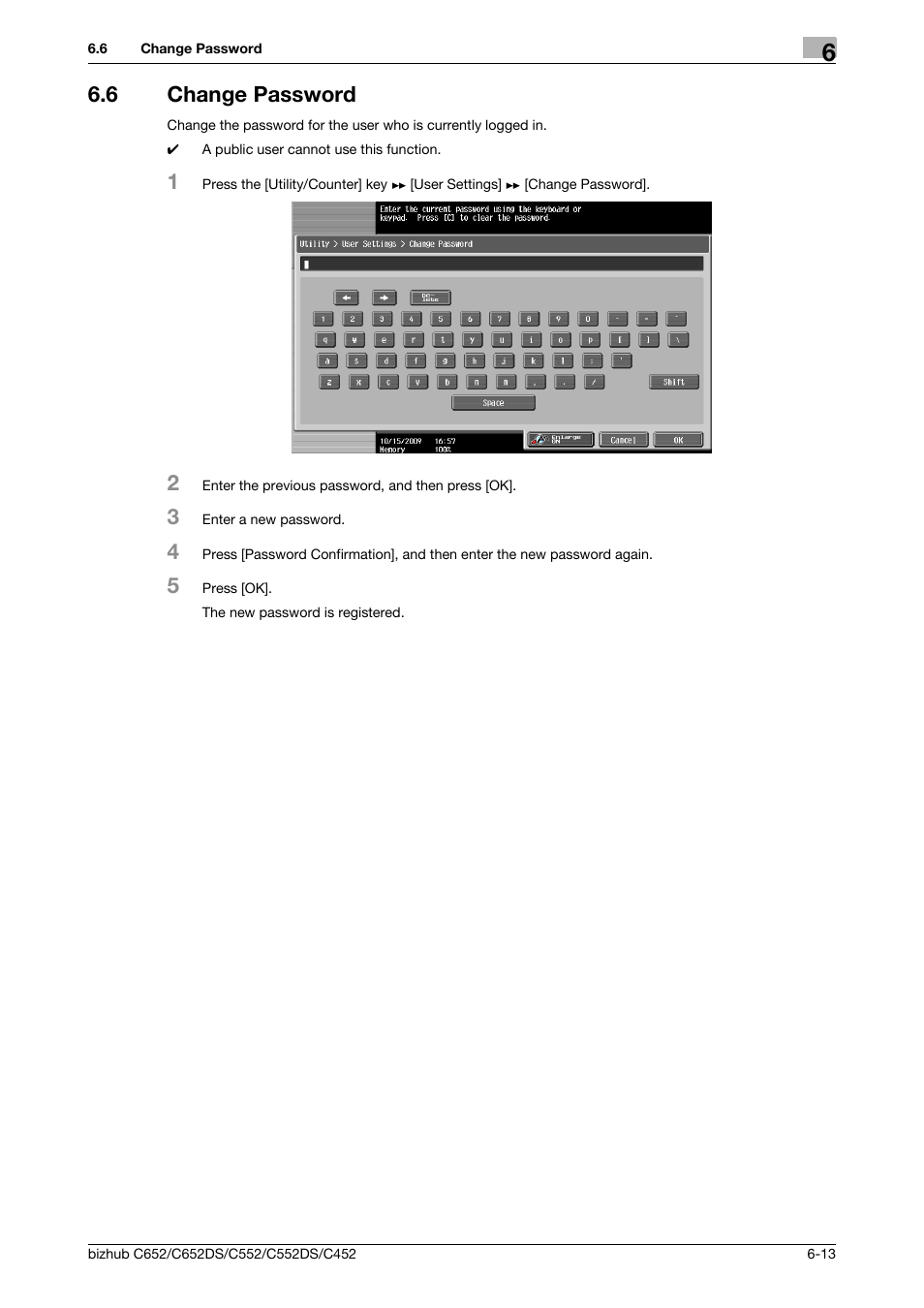 6 change password, Change password -13 | Konica Minolta BIZHUB C652DS User Manual | Page 143 / 307
