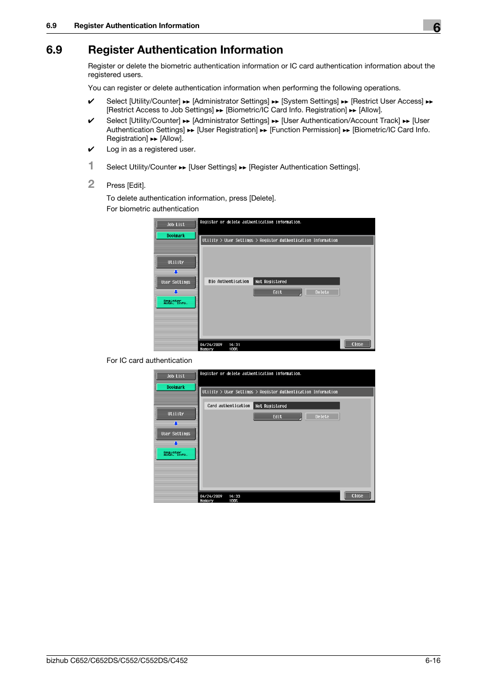 9 register authentication information, Register authentication information -16 | Konica Minolta BIZHUB C652DS User Manual | Page 146 / 307