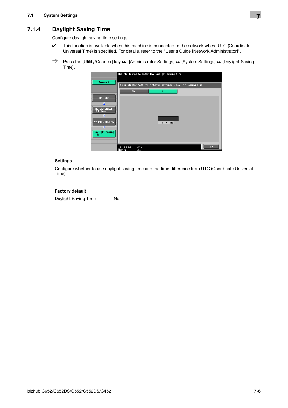 4 daylight saving time, Daylight saving time -6 | Konica Minolta BIZHUB C652DS User Manual | Page 154 / 307